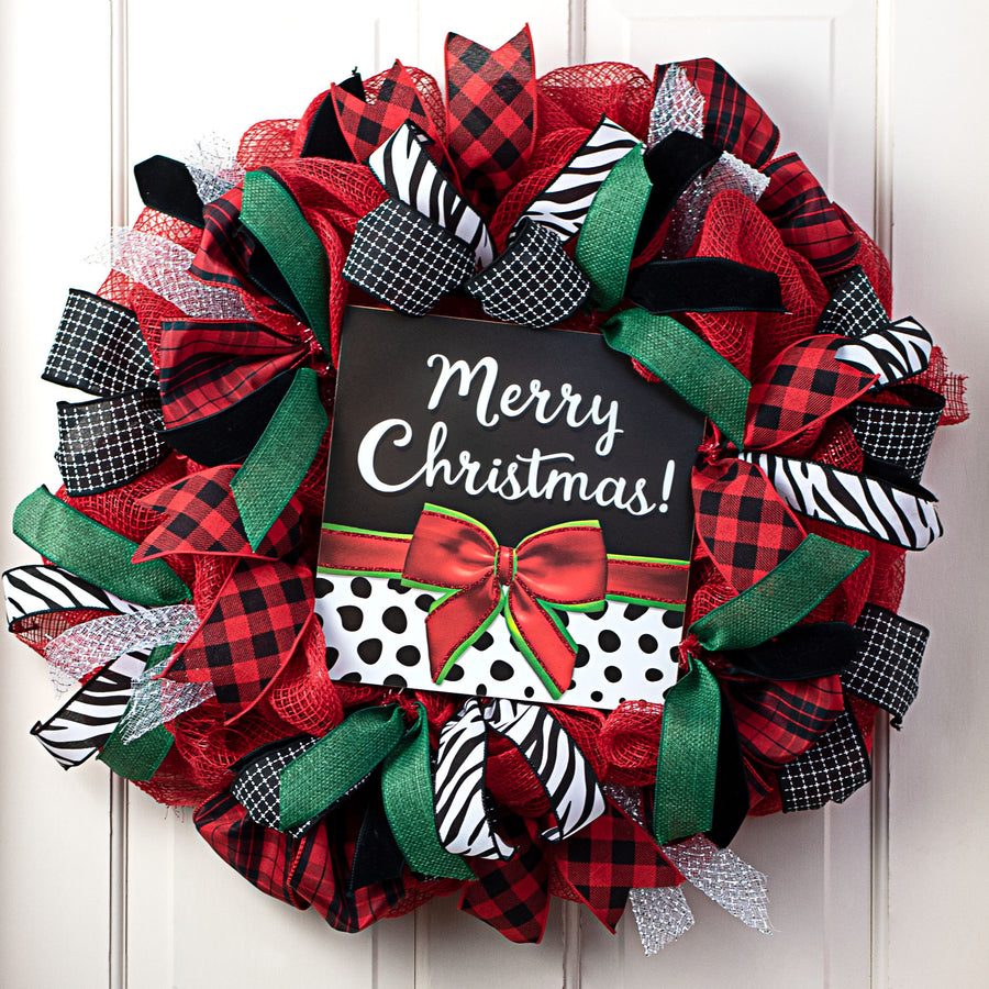 10" Square Wooden Sign: Cheetah Leopard Merry Christmas