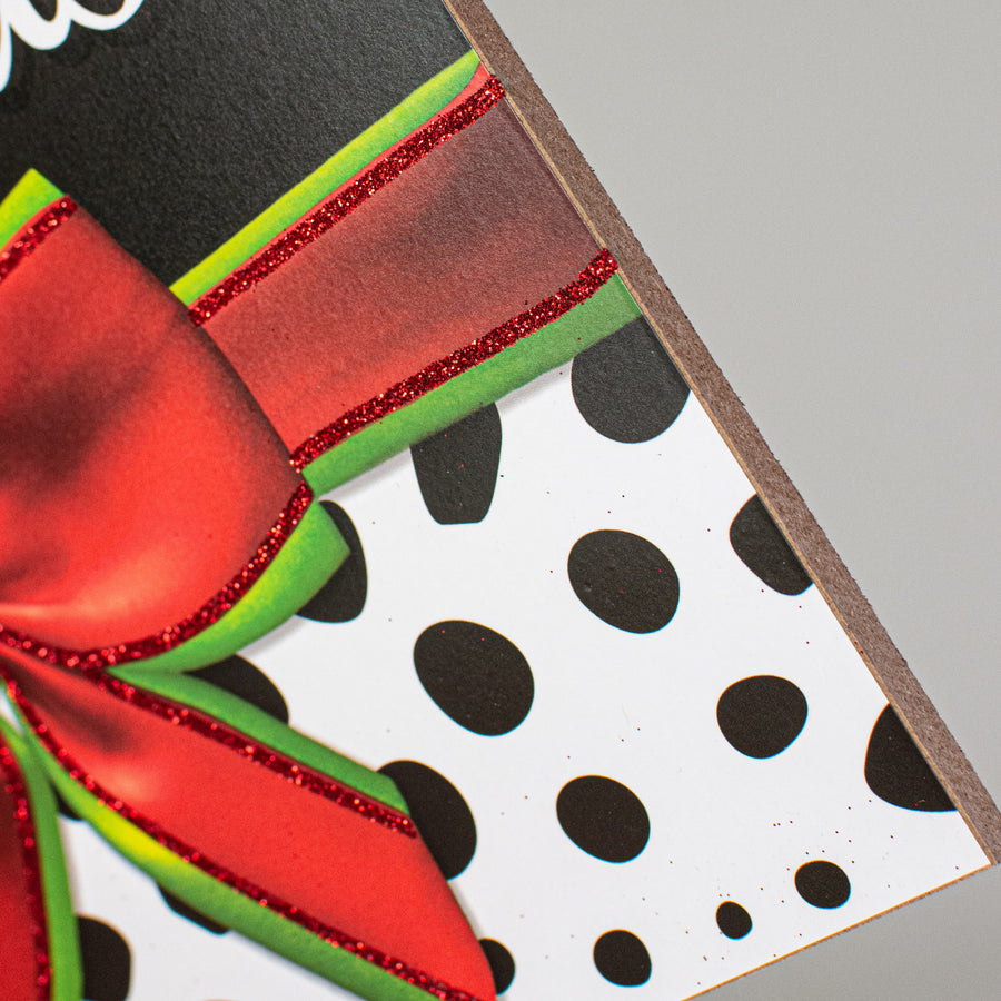 10" Square Wooden Sign: Cheetah Leopard Merry Christmas