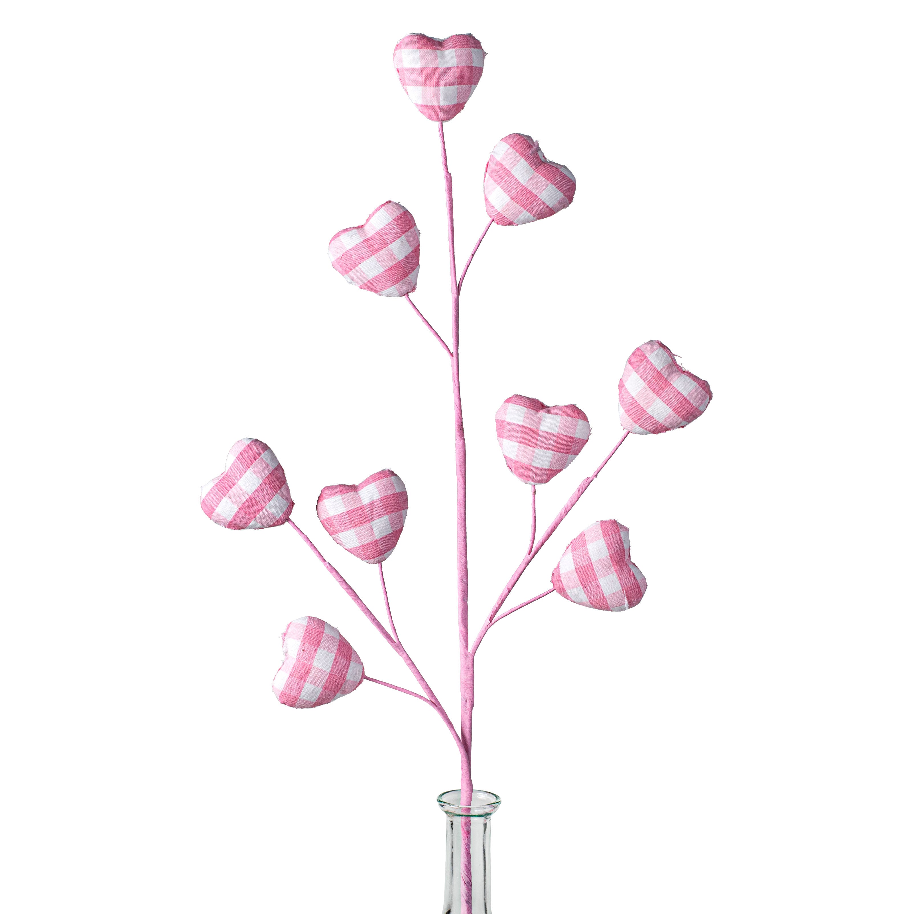 28" Gingham Heart Spray: Pink