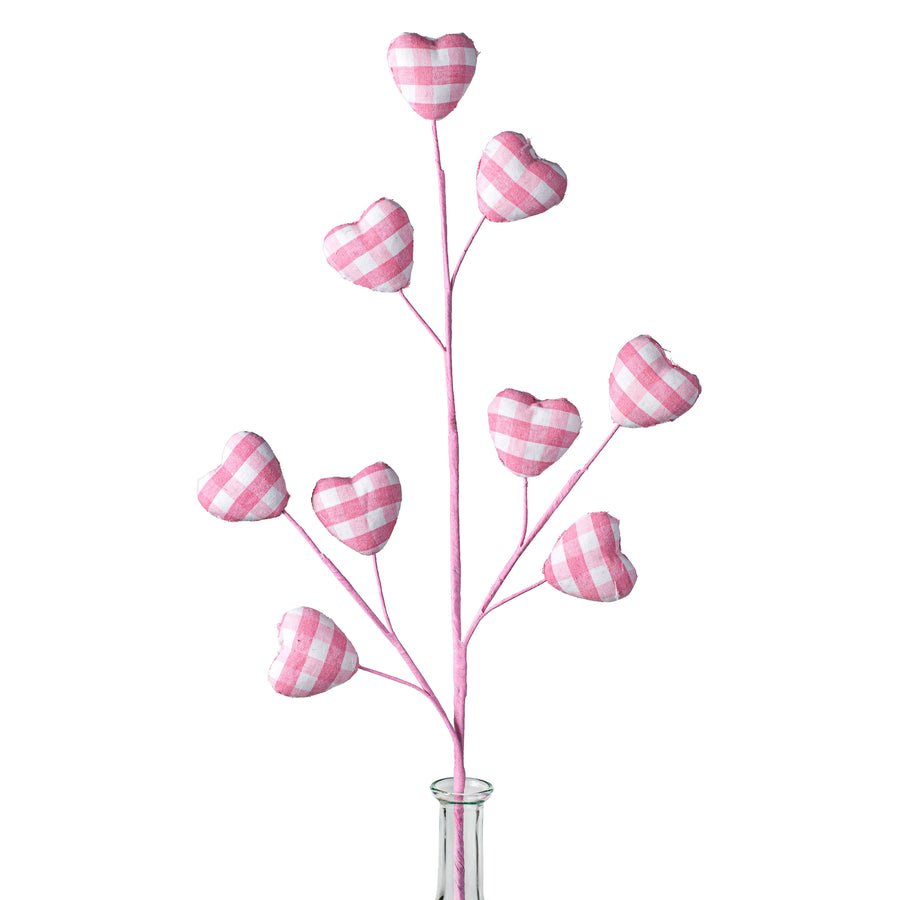 28" Gingham Heart Spray: Pink