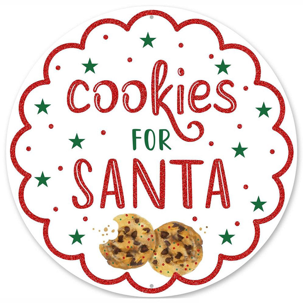 12" Metal Sign: Glitter Cookies for Santa