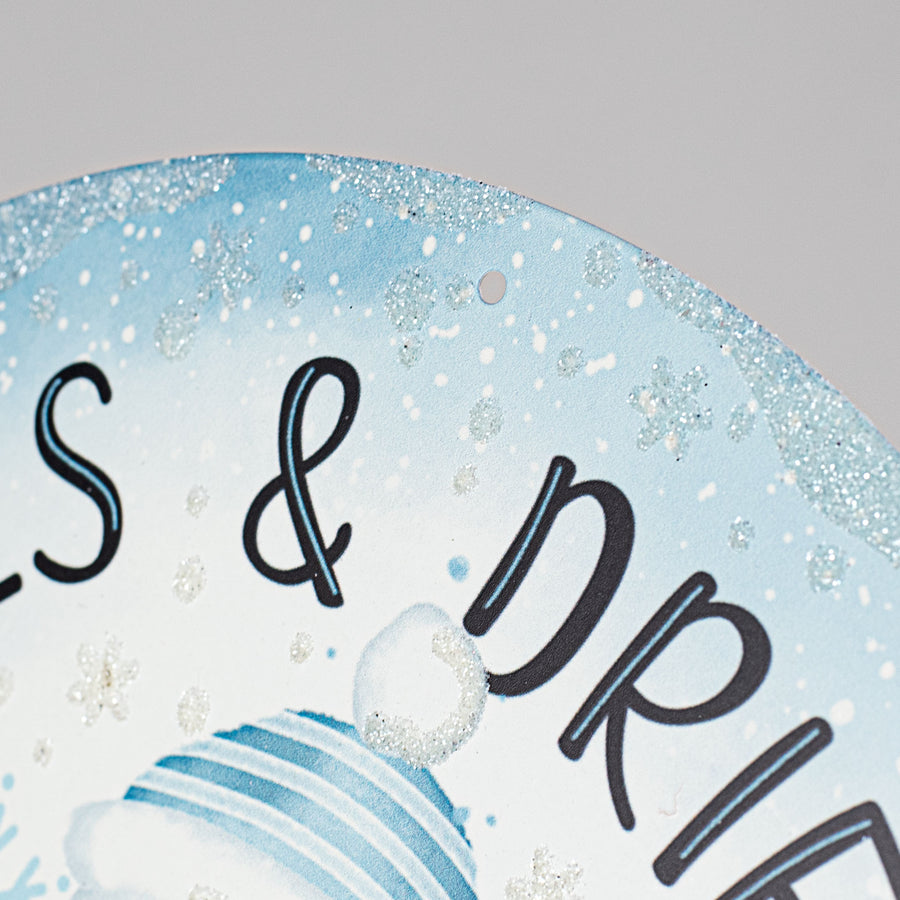 12" Metal Sign: Flakes & Drifters Welcome Snowman