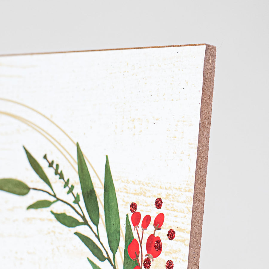10" Square Wooden Sign: Merry Christmas Poinsettias