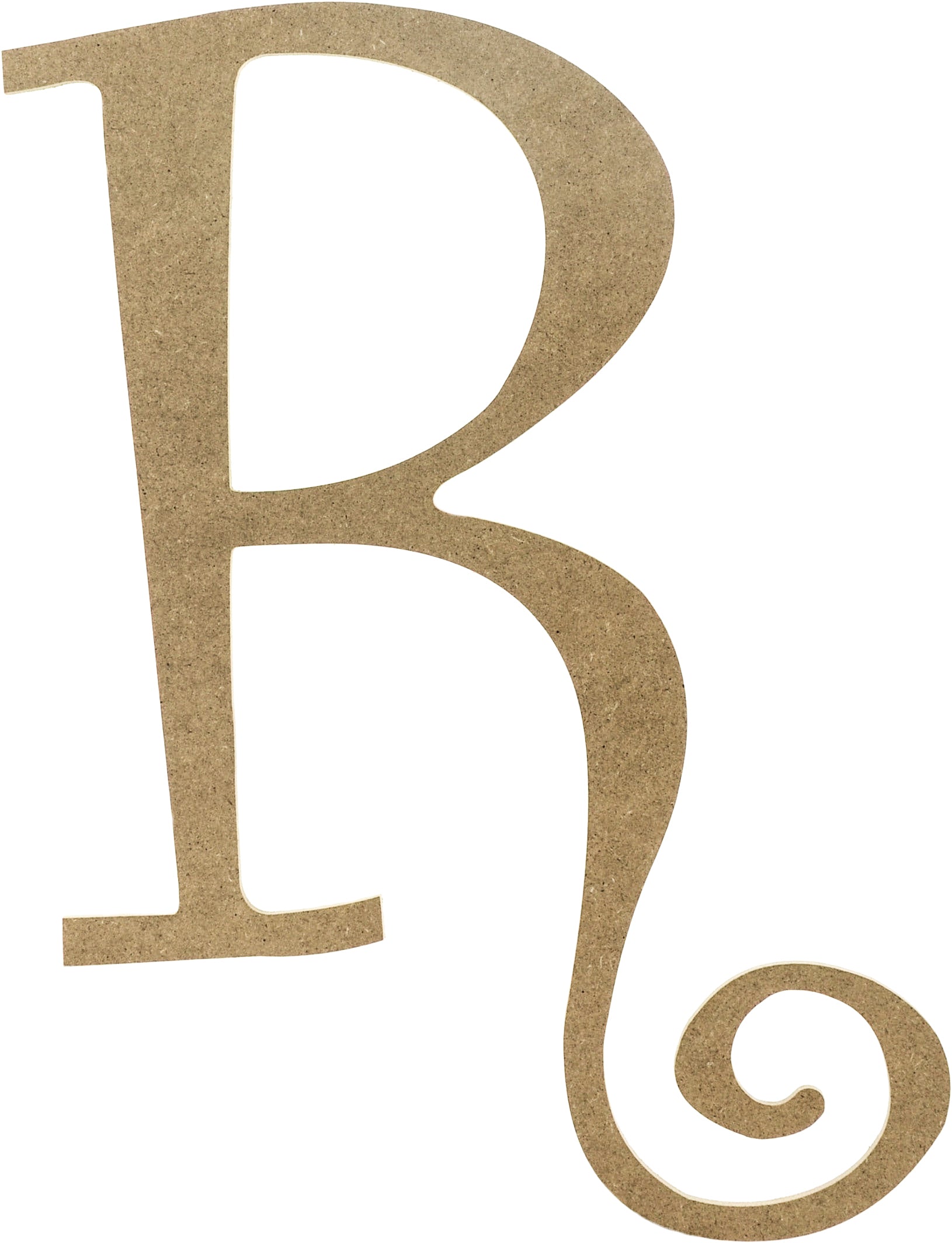 14" Decorative Wooden Curly Letter: R
