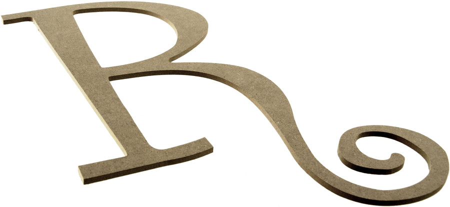 14" Decorative Wooden Curly Letter: R