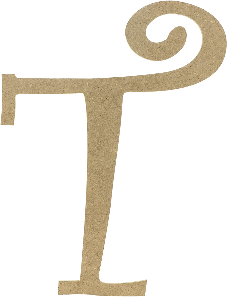 14" Decorative Wooden Curly Letter: T