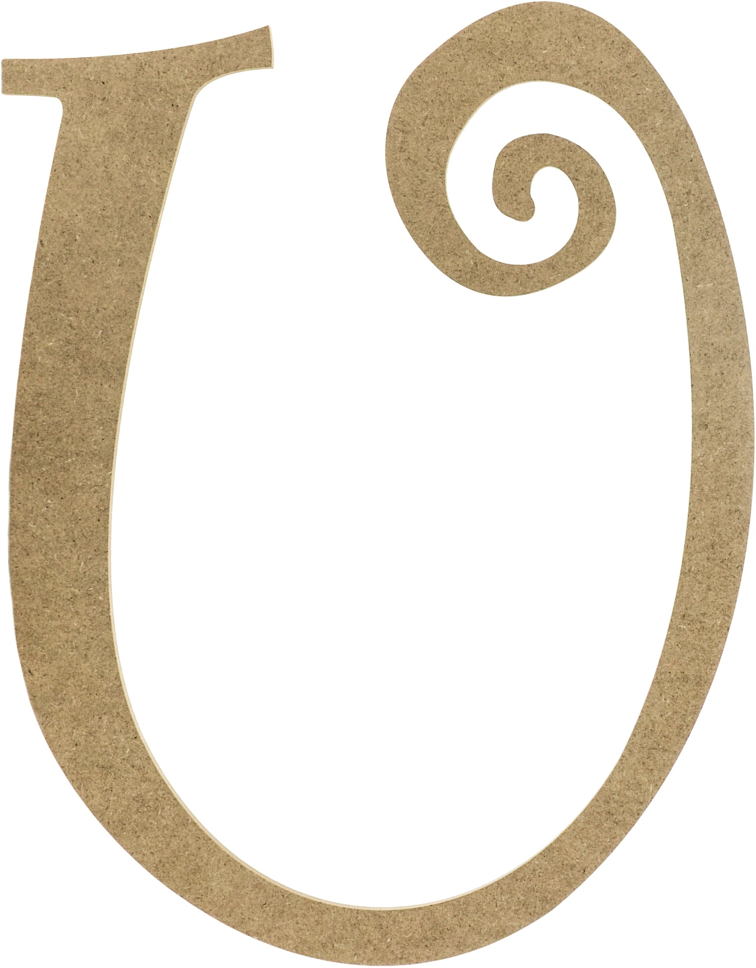 14" Decorative Wooden Curly Letter: U