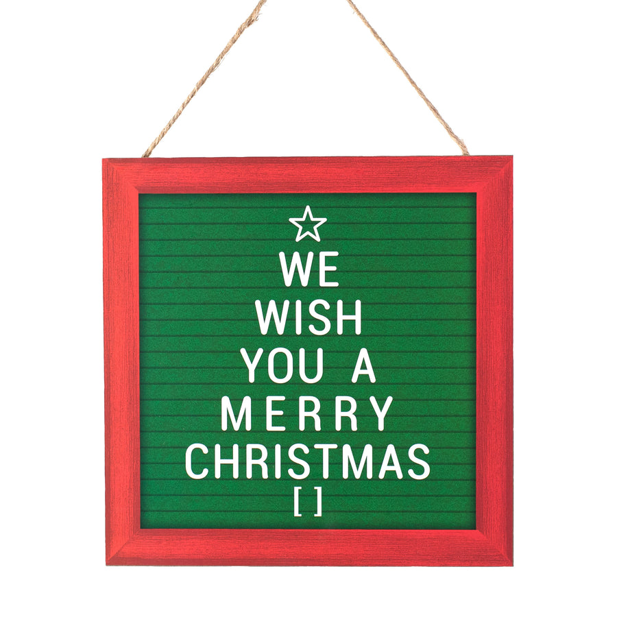 10" Square Wooden Sign: We Wish You A Merry Christmas Tree