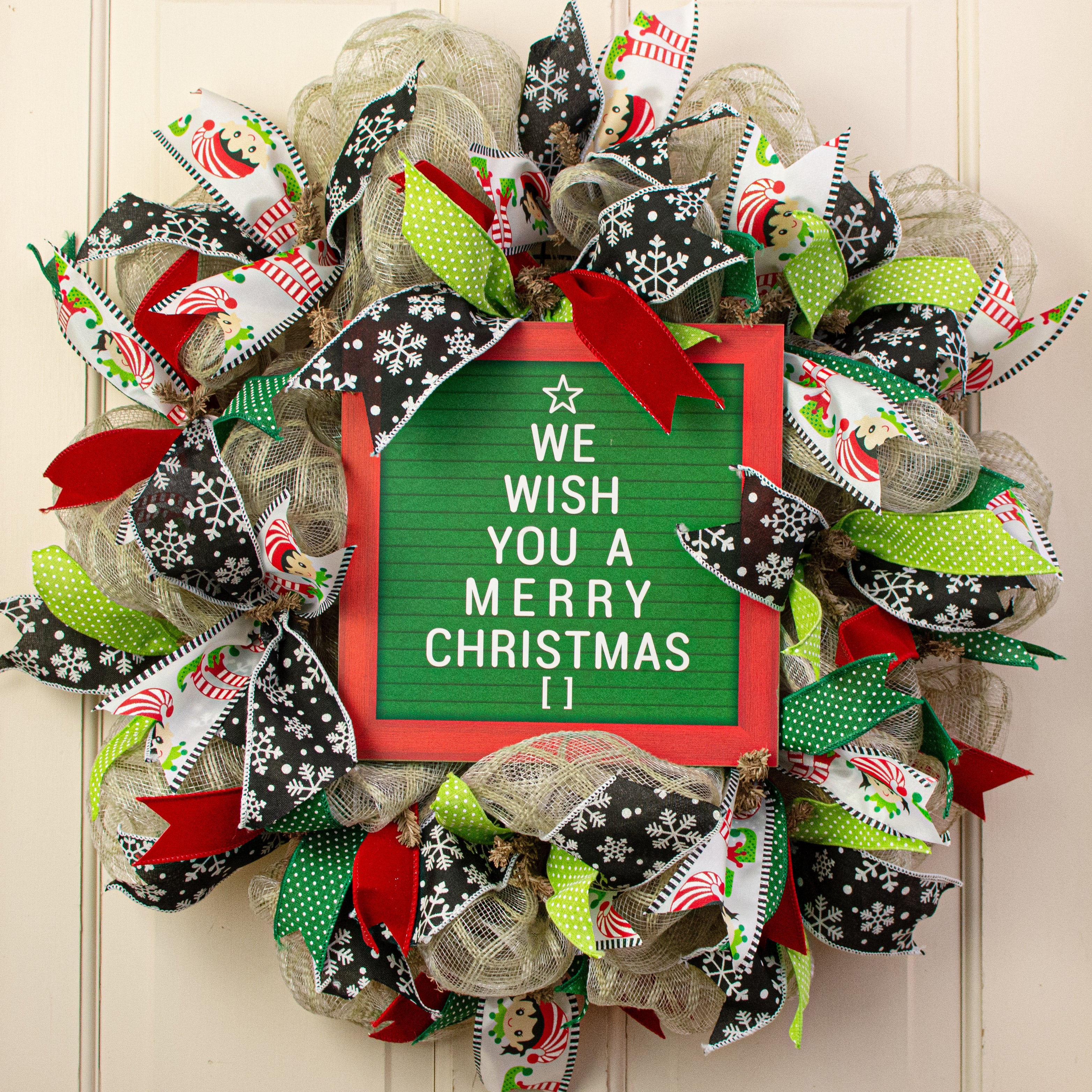 10" Square Wooden Sign: We Wish You A Merry Christmas Tree