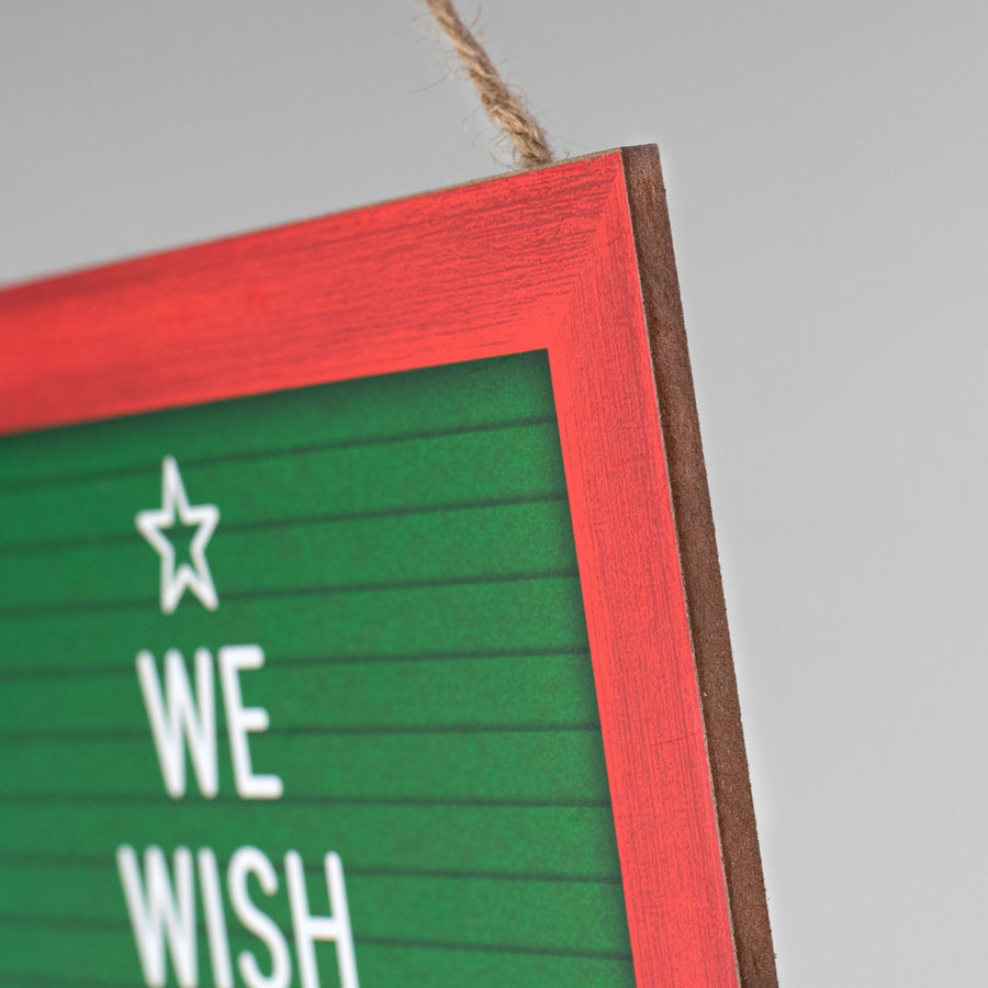 10" Square Wooden Sign: We Wish You A Merry Christmas Tree