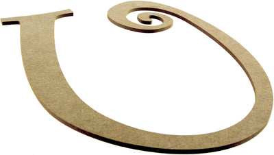 14" Decorative Wooden Curly Letter: U