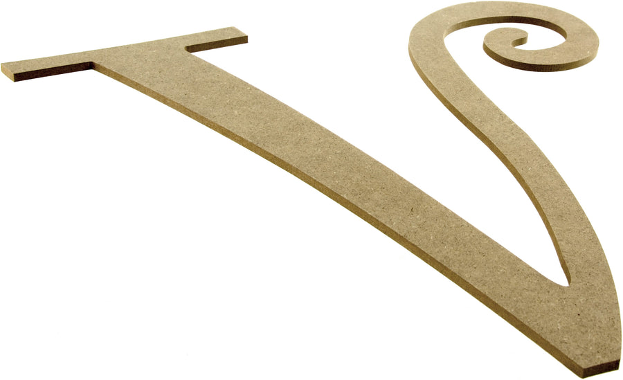 14" Decorative Wooden Curly Letter: V
