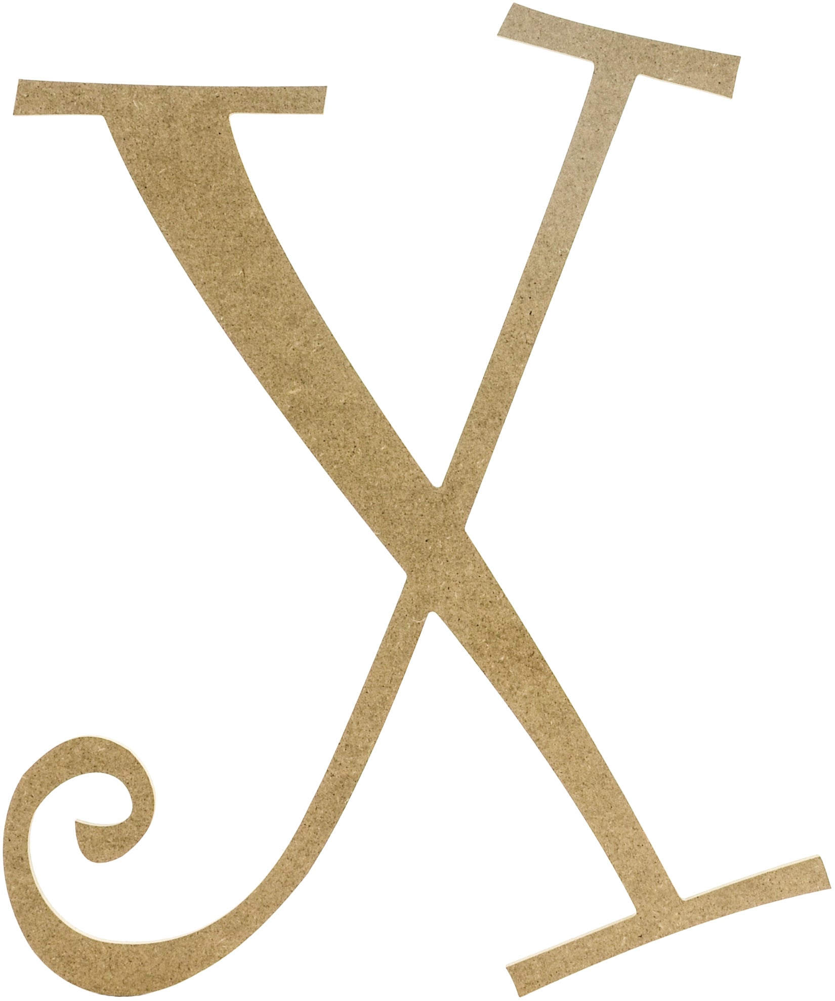 14" Decorative Wooden Curly Letter: X