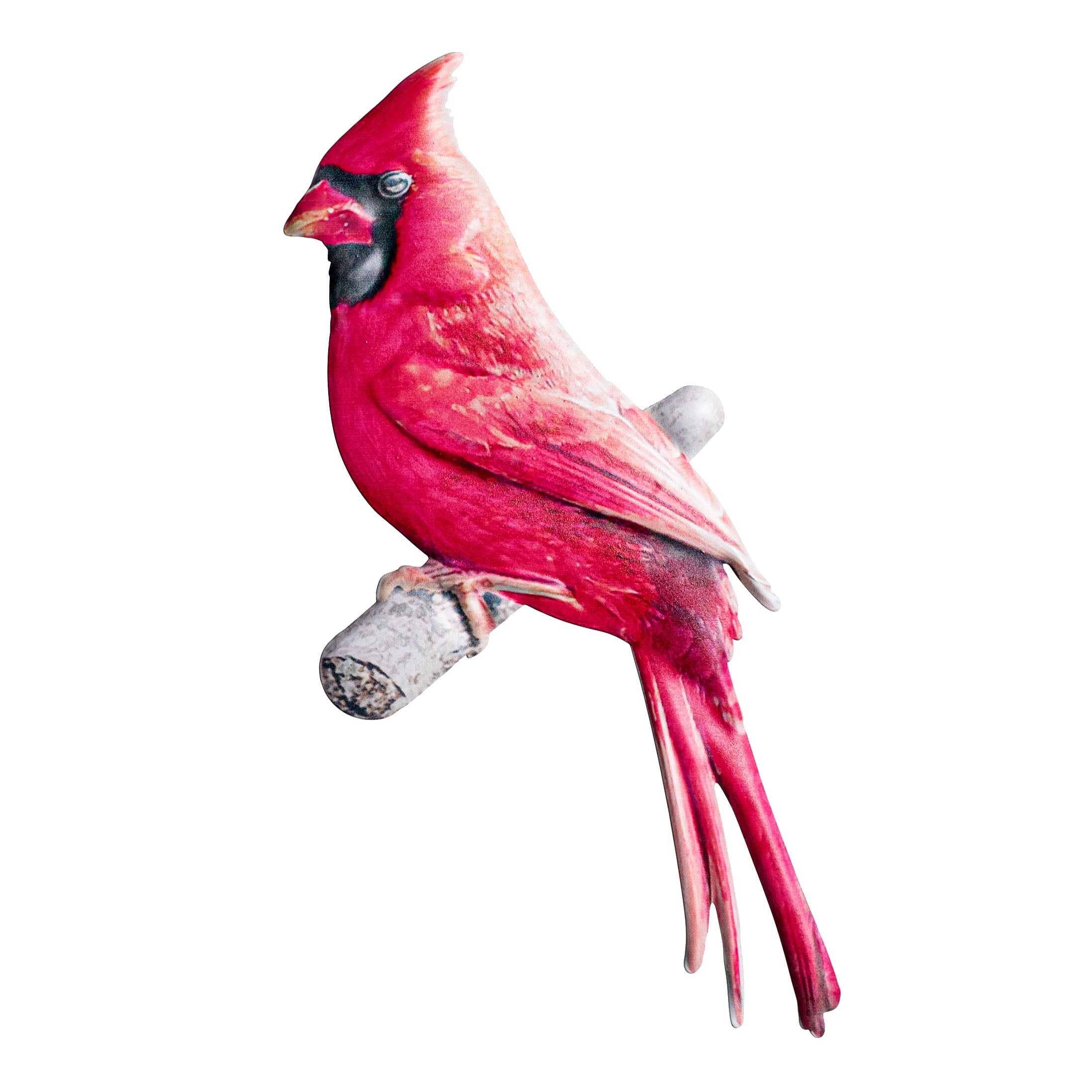 10.5" Metal Embossed Hanger: Cardinal On Branch