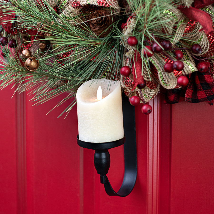 30" Adjustable Over the Door Wreath Hanger with Candle Holder