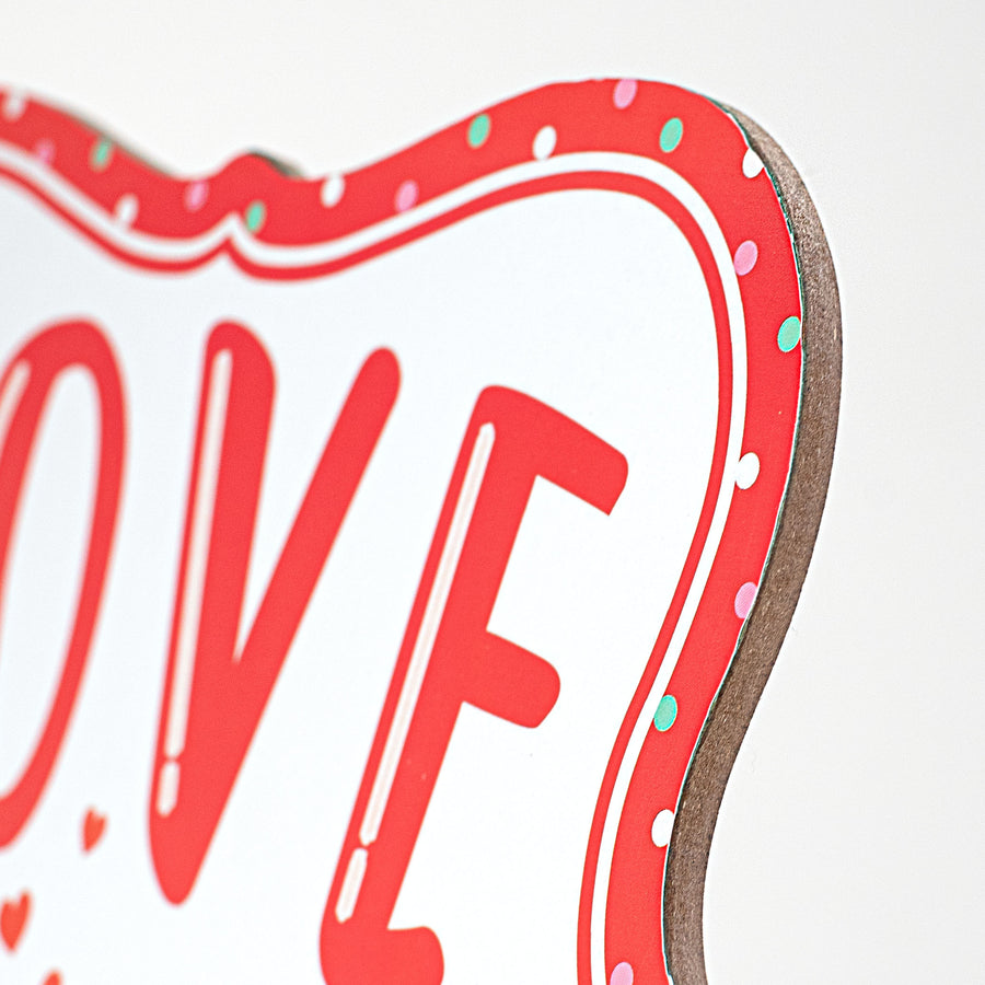 10" Scalloped Wooden Sign: Love Birds Fancy Frame
