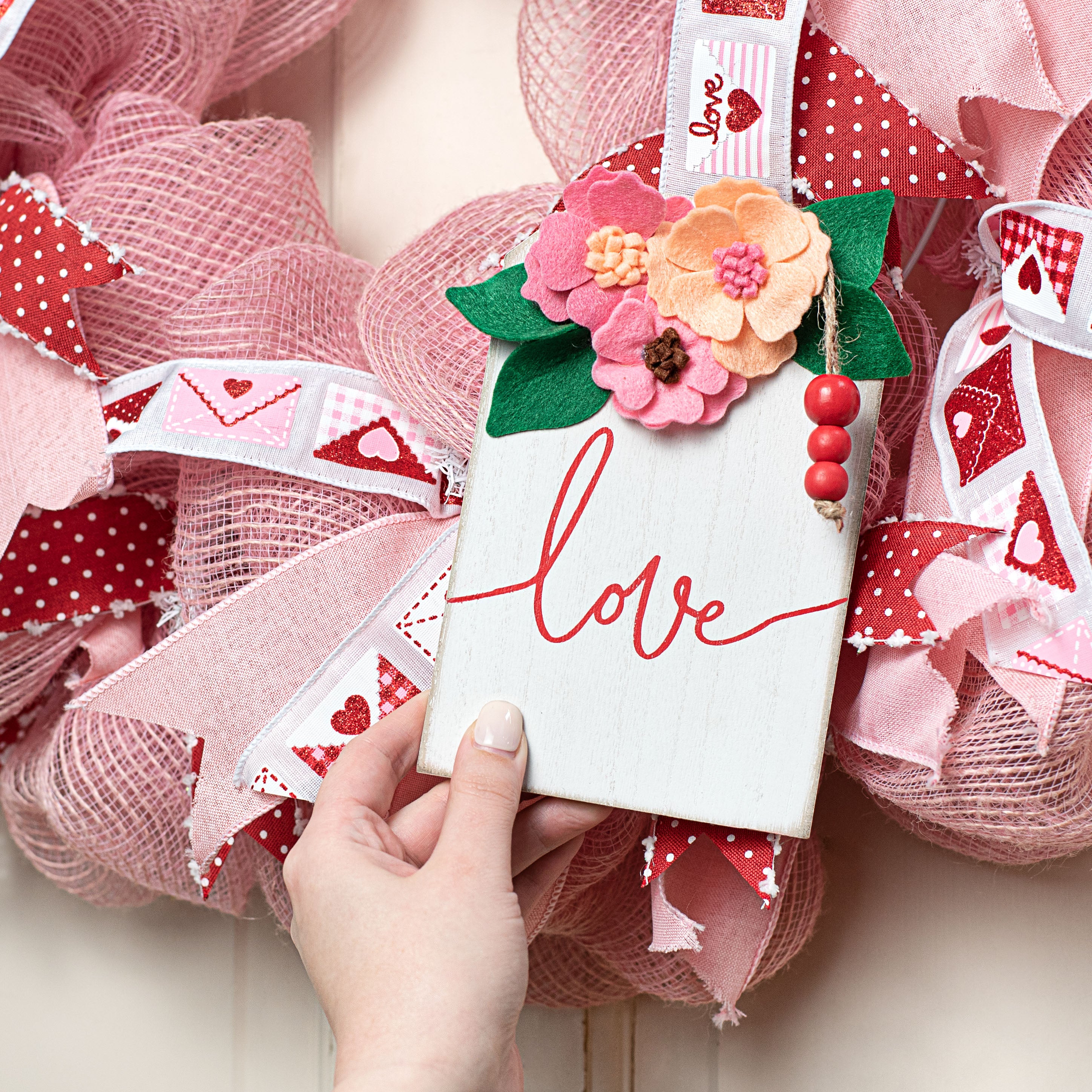 7" Pink Combo Ranunculus Love Ornament