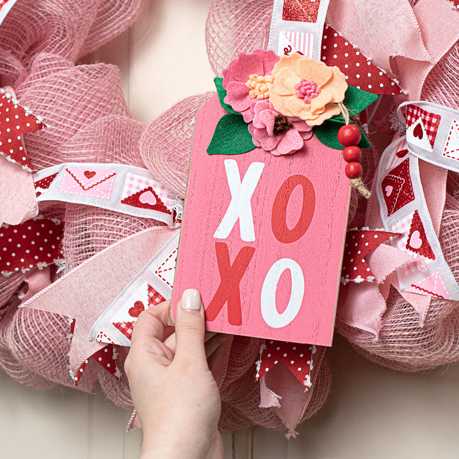 7" Pink Combo Ranunculus XOXO Ornament
