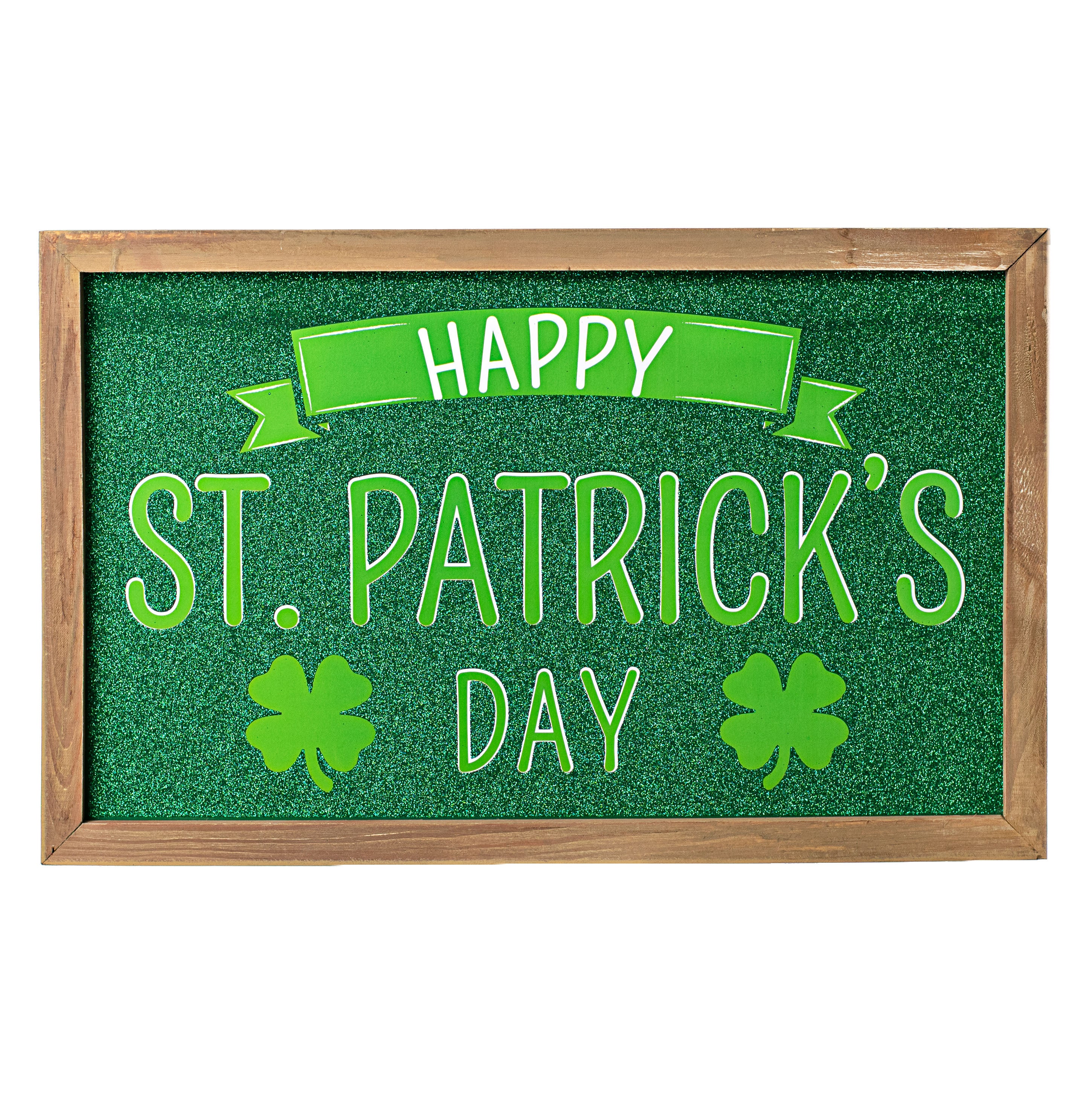 19" Happy St. Patrick's Glitter Framed Sign