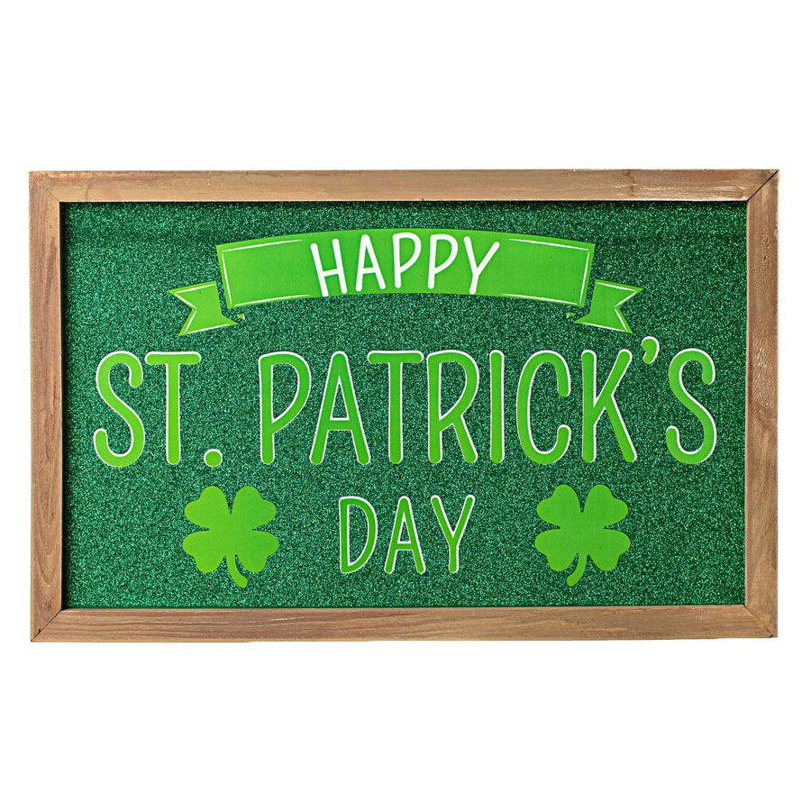 19" Happy St. Patrick's Glitter Framed Sign