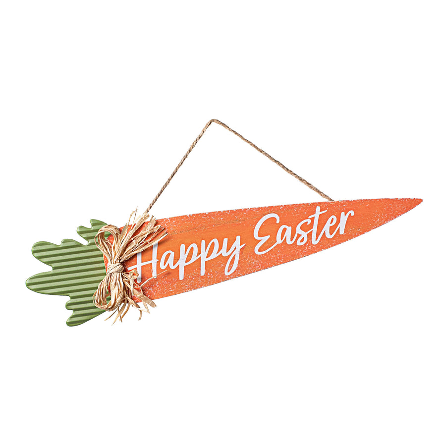 13" Happy Easter Wood Carrot Wall Hanging