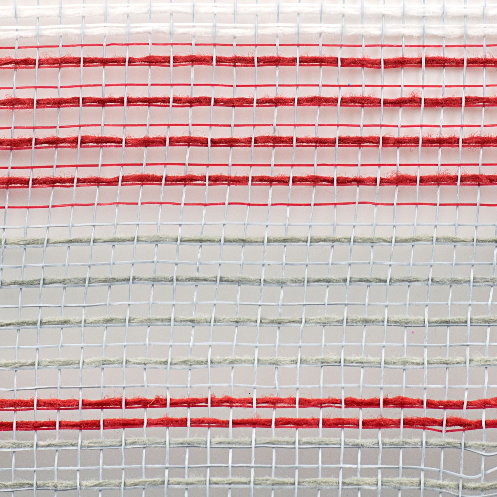 10" Faux Jute & Thick Stripe Mesh: Grey, Red, White