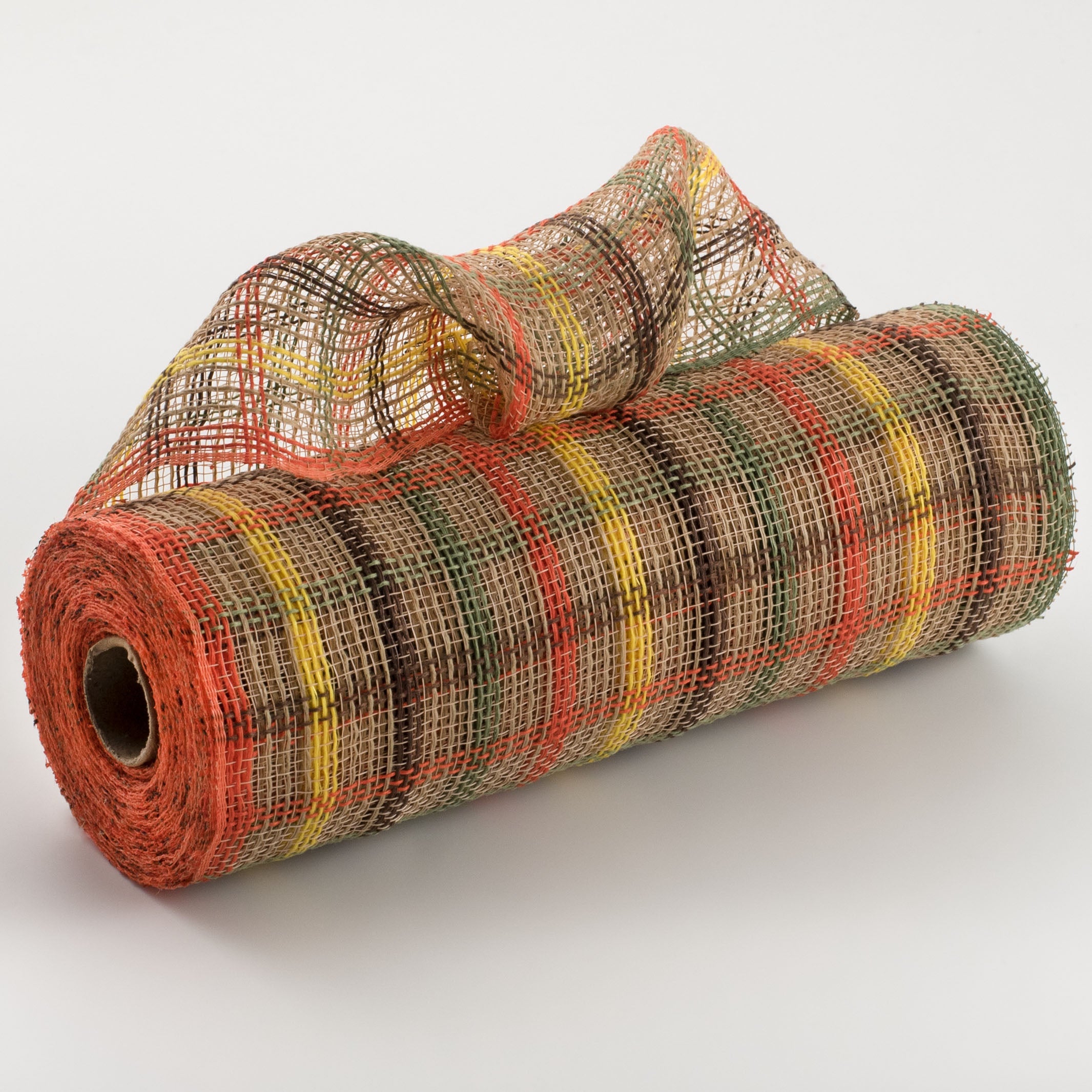 10" Faux Jute Check Mesh: Brown, Yellow, Orange, Moss