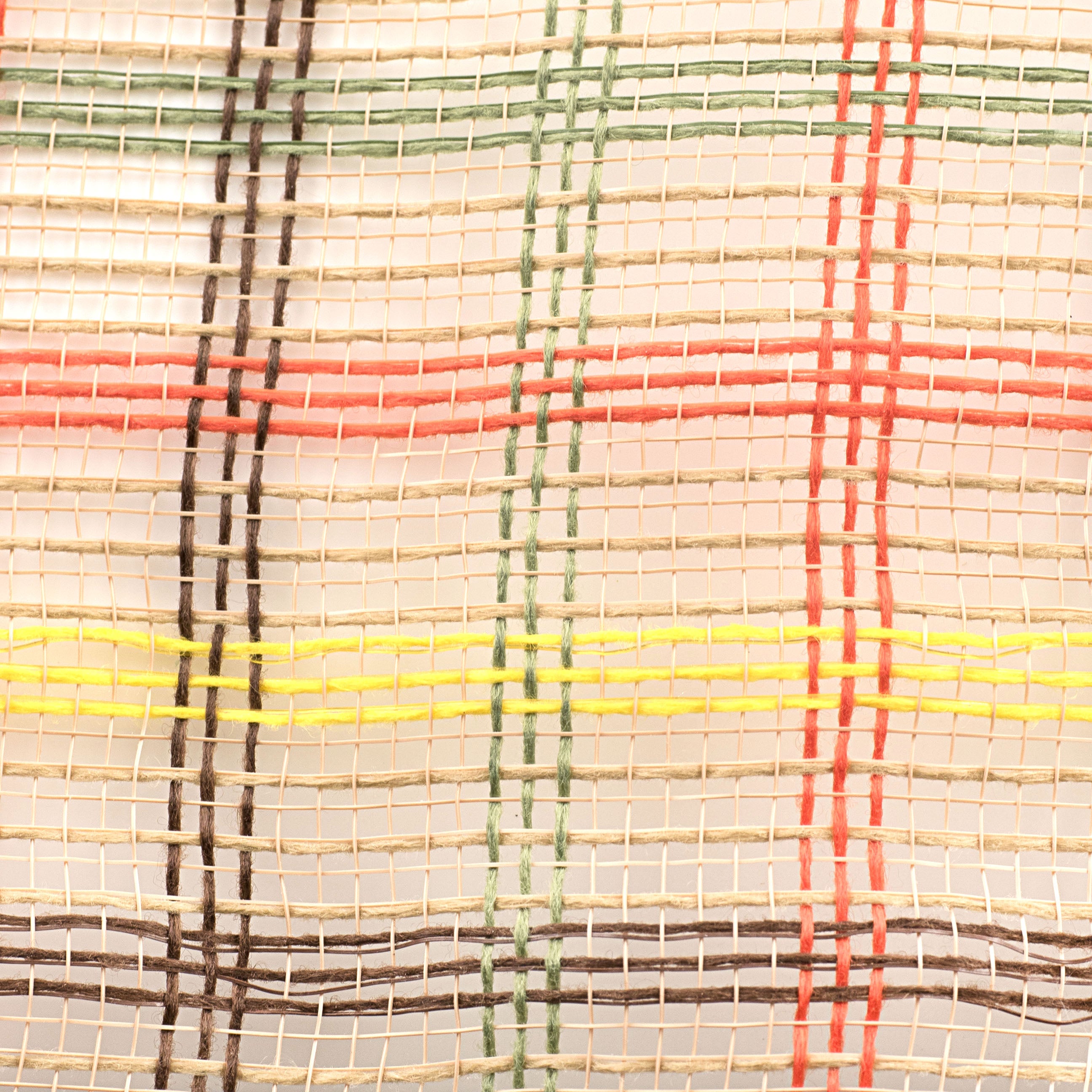 10" Faux Jute Check Mesh: Brown, Yellow, Orange, Moss