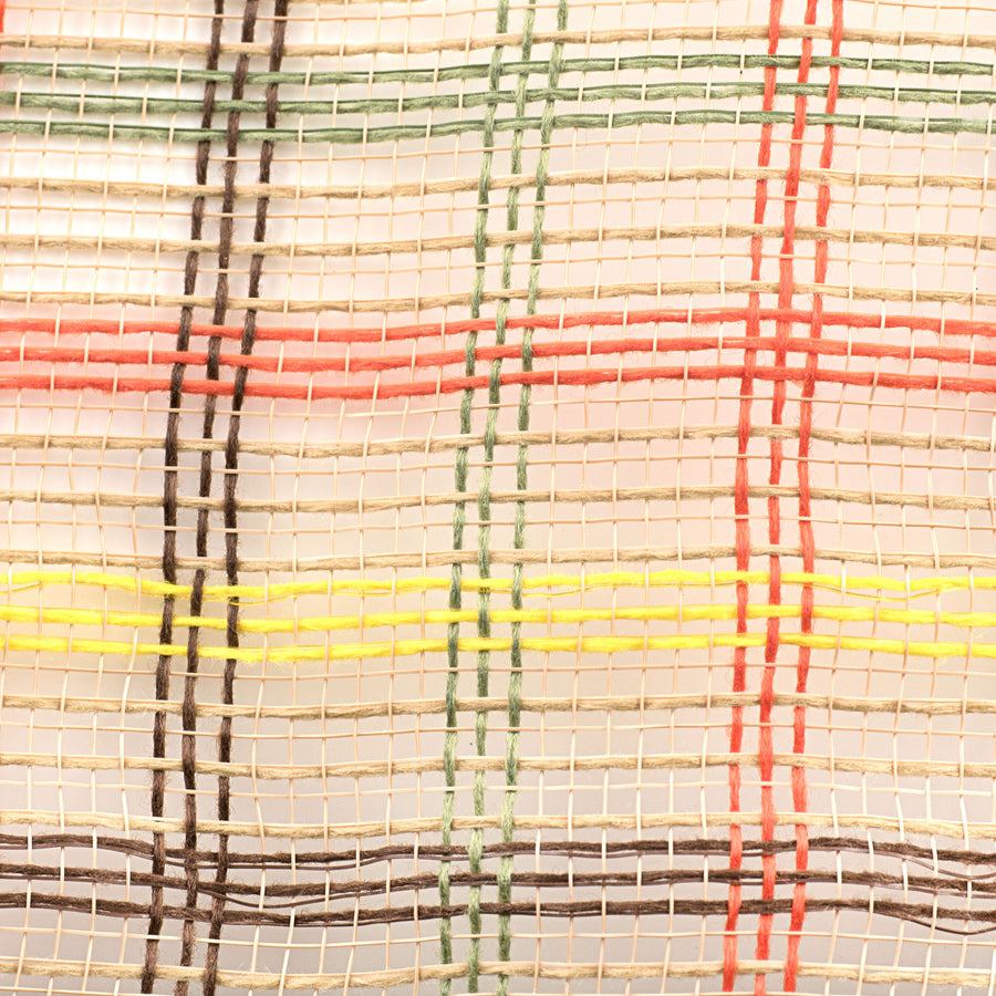 10" Faux Jute Check Mesh: Brown, Yellow, Orange, Moss