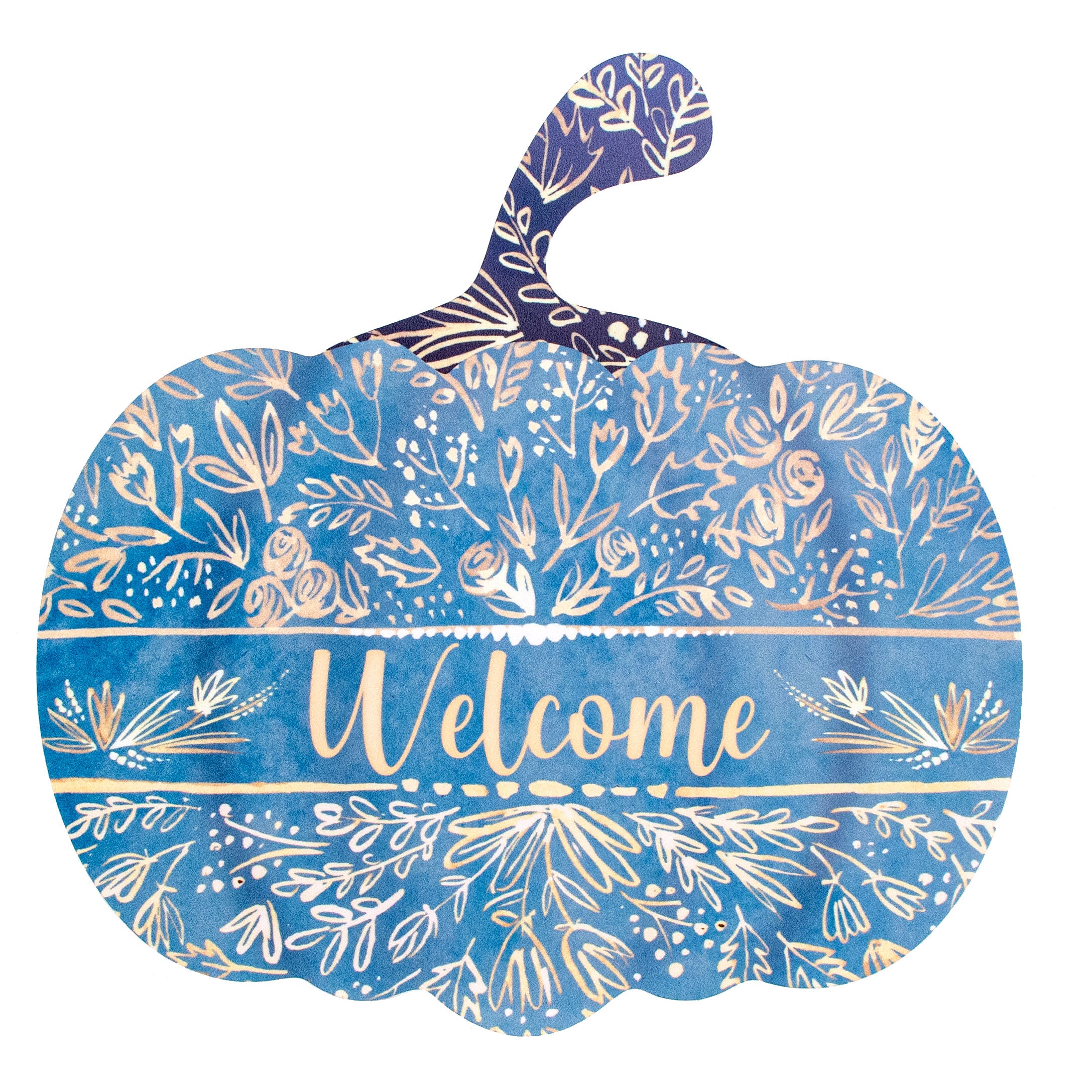 9" Waterproof Sign: Blue Watercolor Welcome Pumpkin
