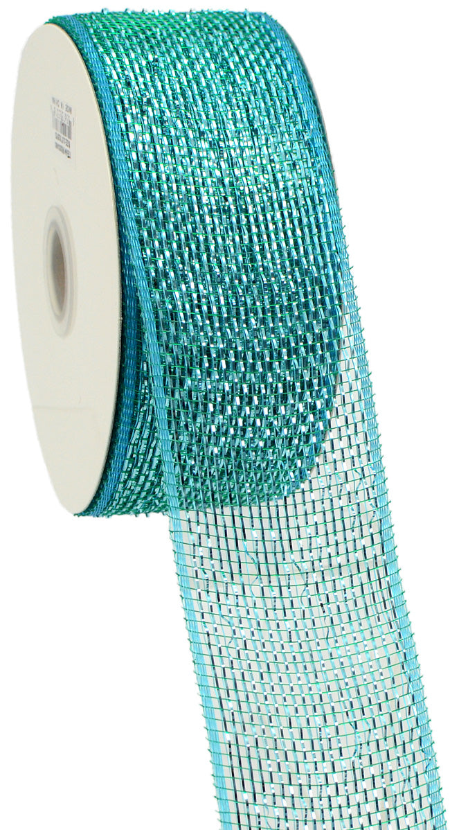 2.5" Poly Deco Mesh Ribbon: Metallic Teal