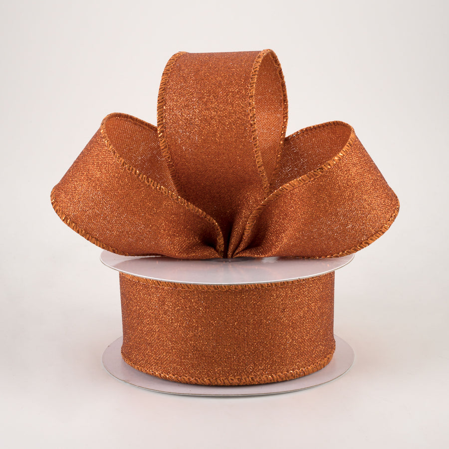 1.5" Fine Glitter on Royal Ribbon: Pumpkin Orange (10 Yards)