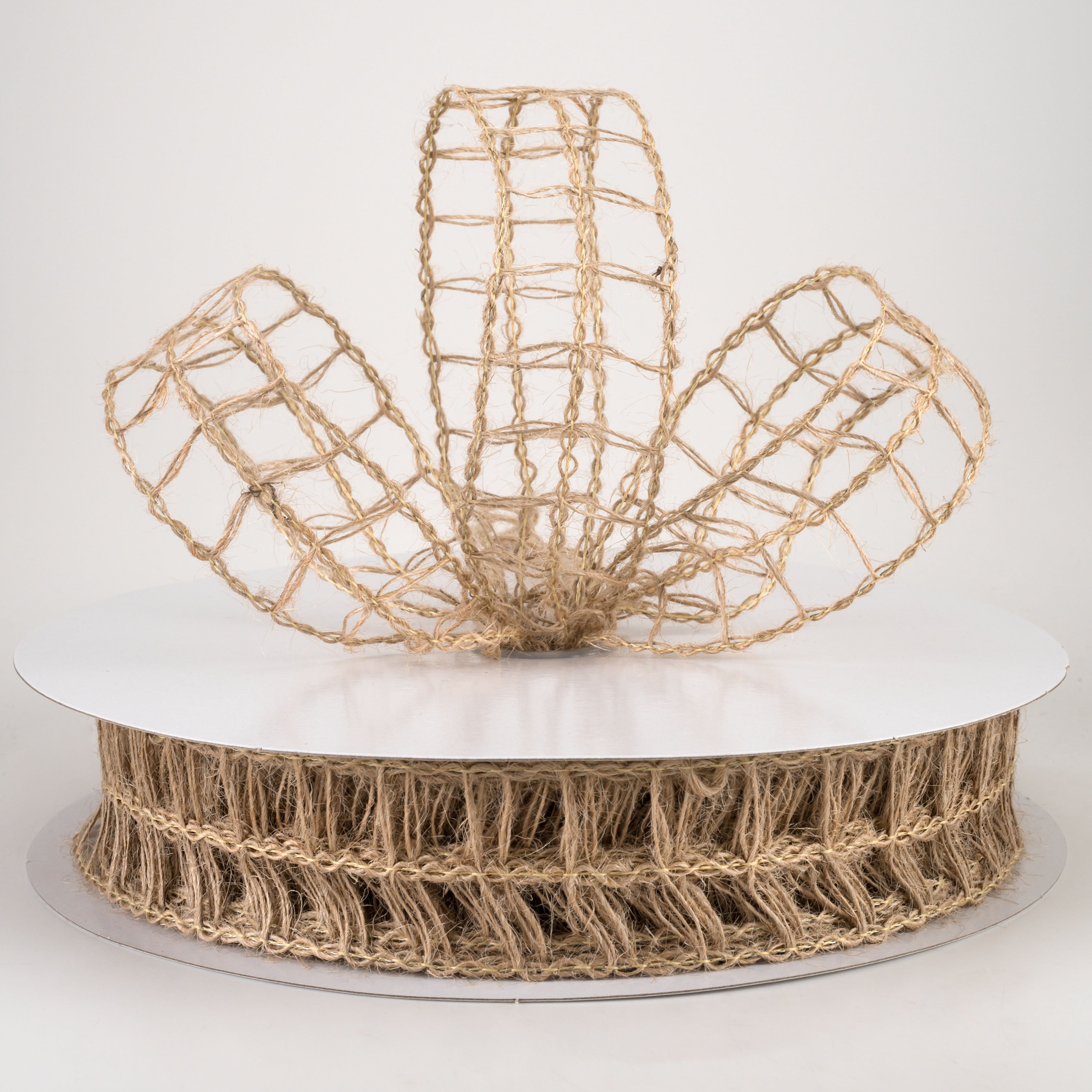 1.5" Open Weave Window Pane Burlap Ribbon: Natural (50 Yards)