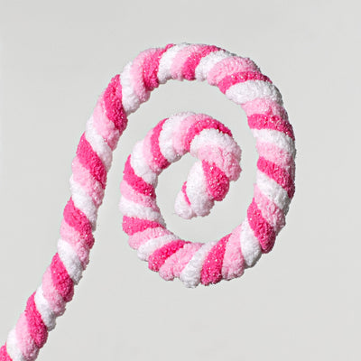 29" Chenille Spiral Curly Spray: Pink & White