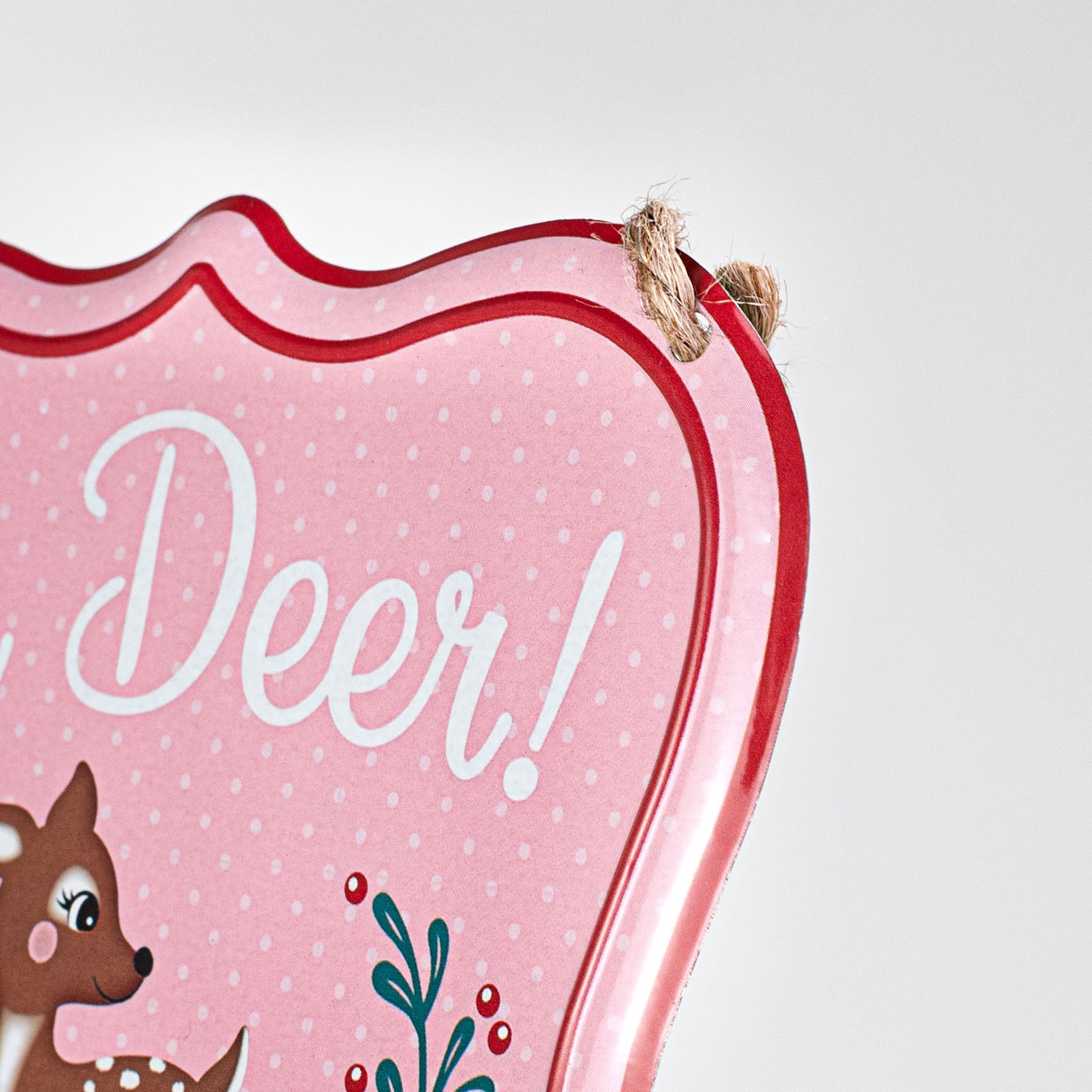 7" Scalloped Metal Sign: Oh Deer Christmas