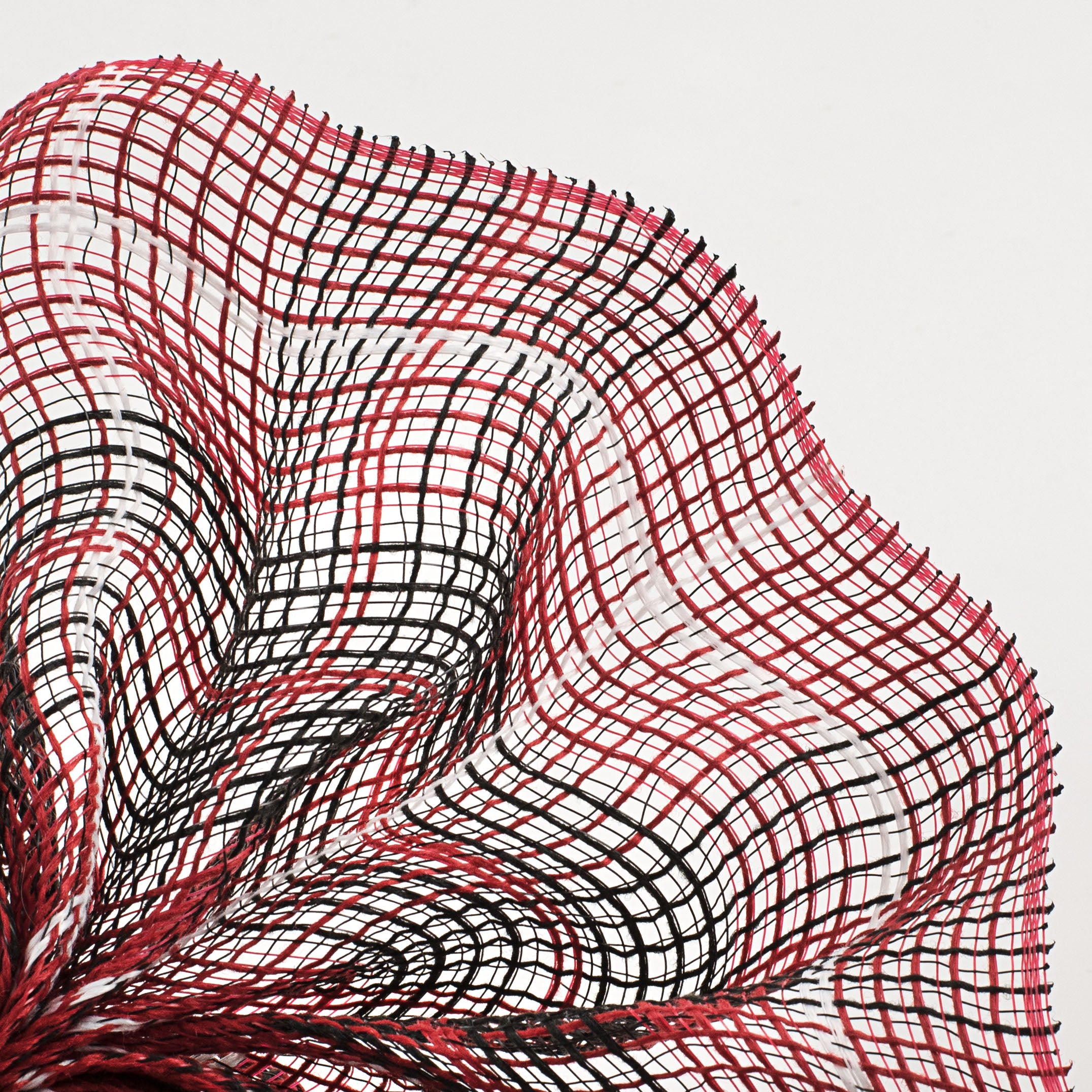 10" Faux Jute Large Plaid Mesh: Red, Black, White