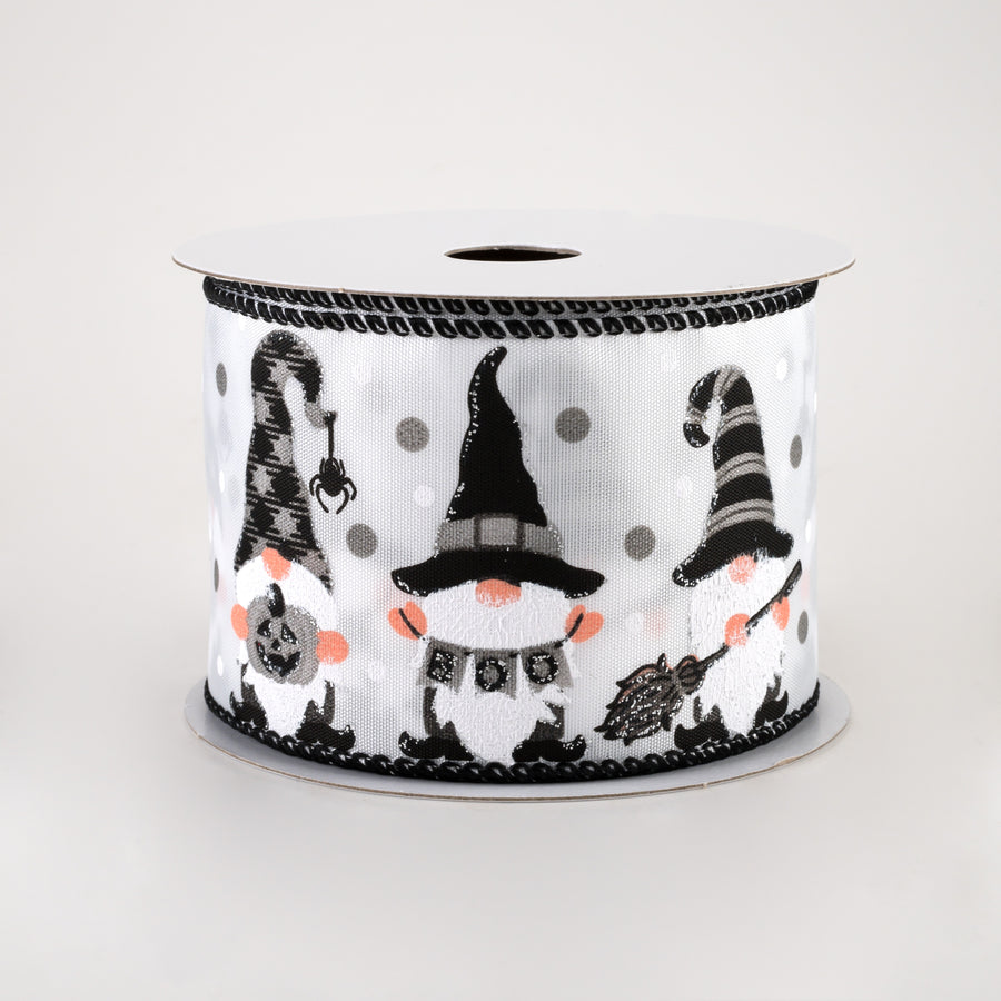 2.5" Satin Halloween Gnomes Ribbon: Grey (10 Yards)
