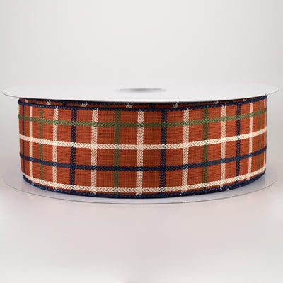 2.5" Woven Trellis Ribbon: Rust, Moss, Navy, Cream (50 Yards)