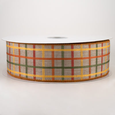 2.5" Woven Trellis Ribbon: Natural, Orange, Yellow, Moss (50 Yards)