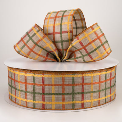 2.5" Woven Trellis Ribbon: Natural, Orange, Yellow, Moss (50 Yards)