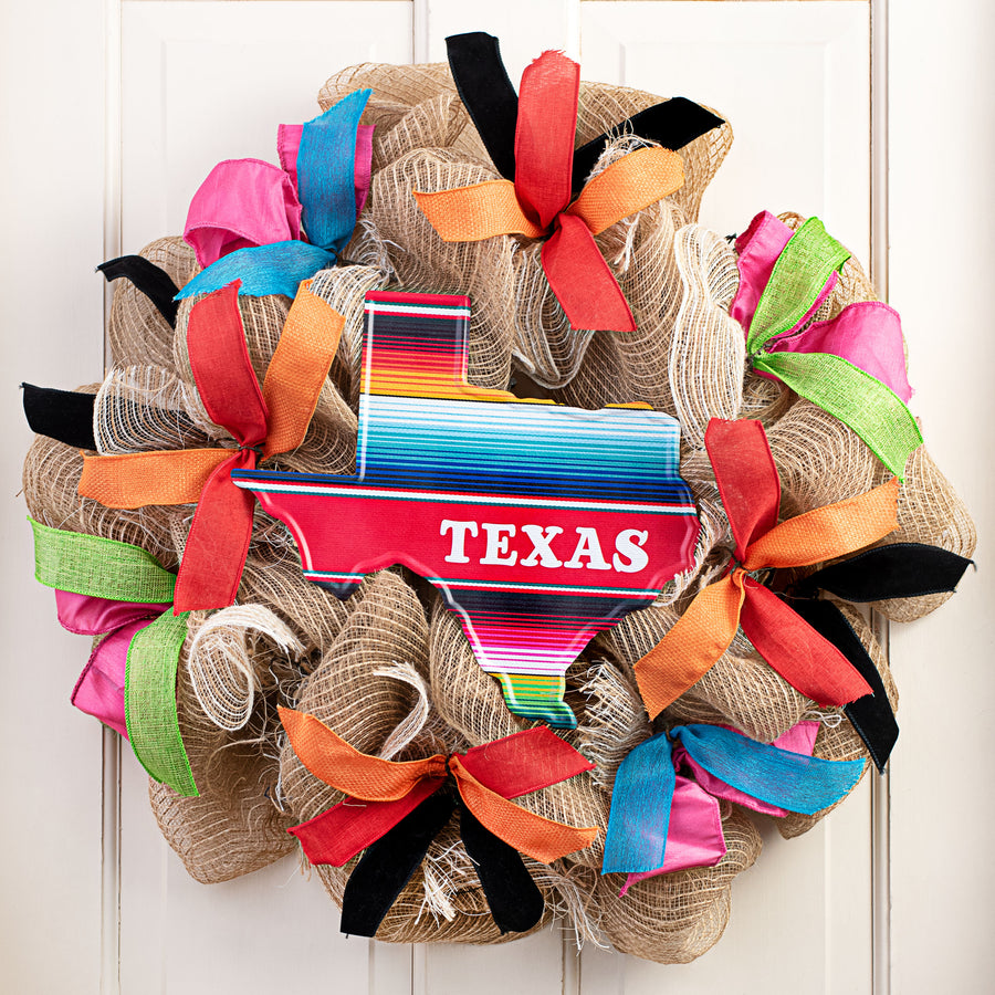 12.5" Metal Embossed Hanger: Serape Texas