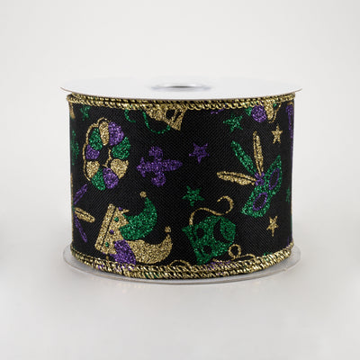 2.5" Mardi Gras Pattern: Black (10 Yards)
