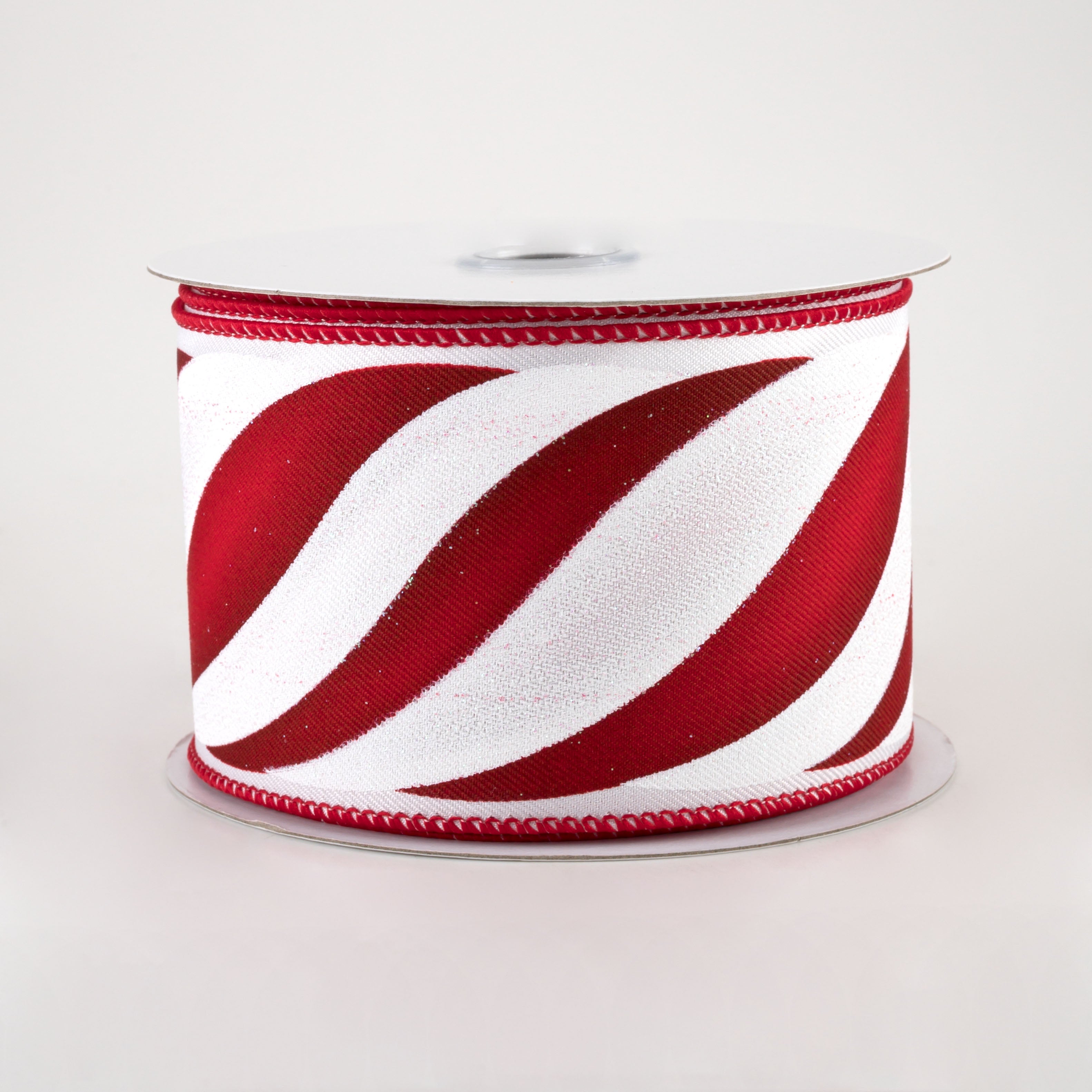 2.5" Swirl Candy Stripe Ribbon: Dark Red (10 Yards)