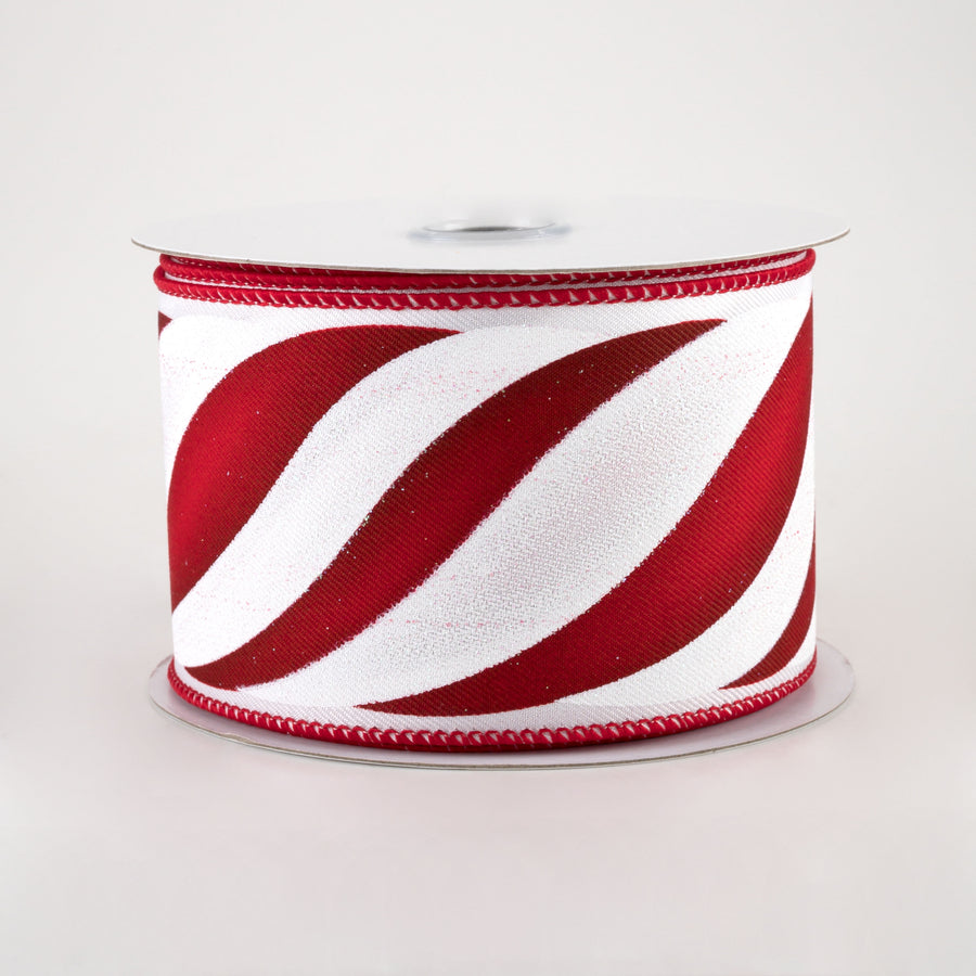 2.5" Swirl Candy Stripe Ribbon: Dark Red (10 Yards)