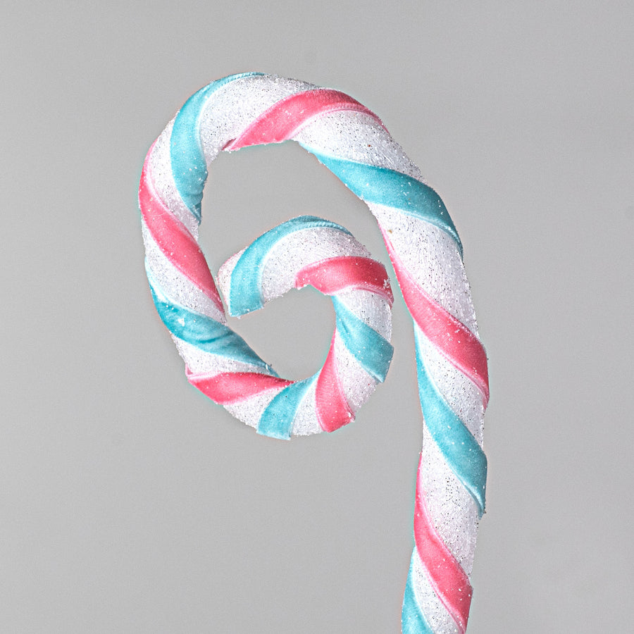 29" Spiral Candy Cane Spray: Ice Blue & Light Pink