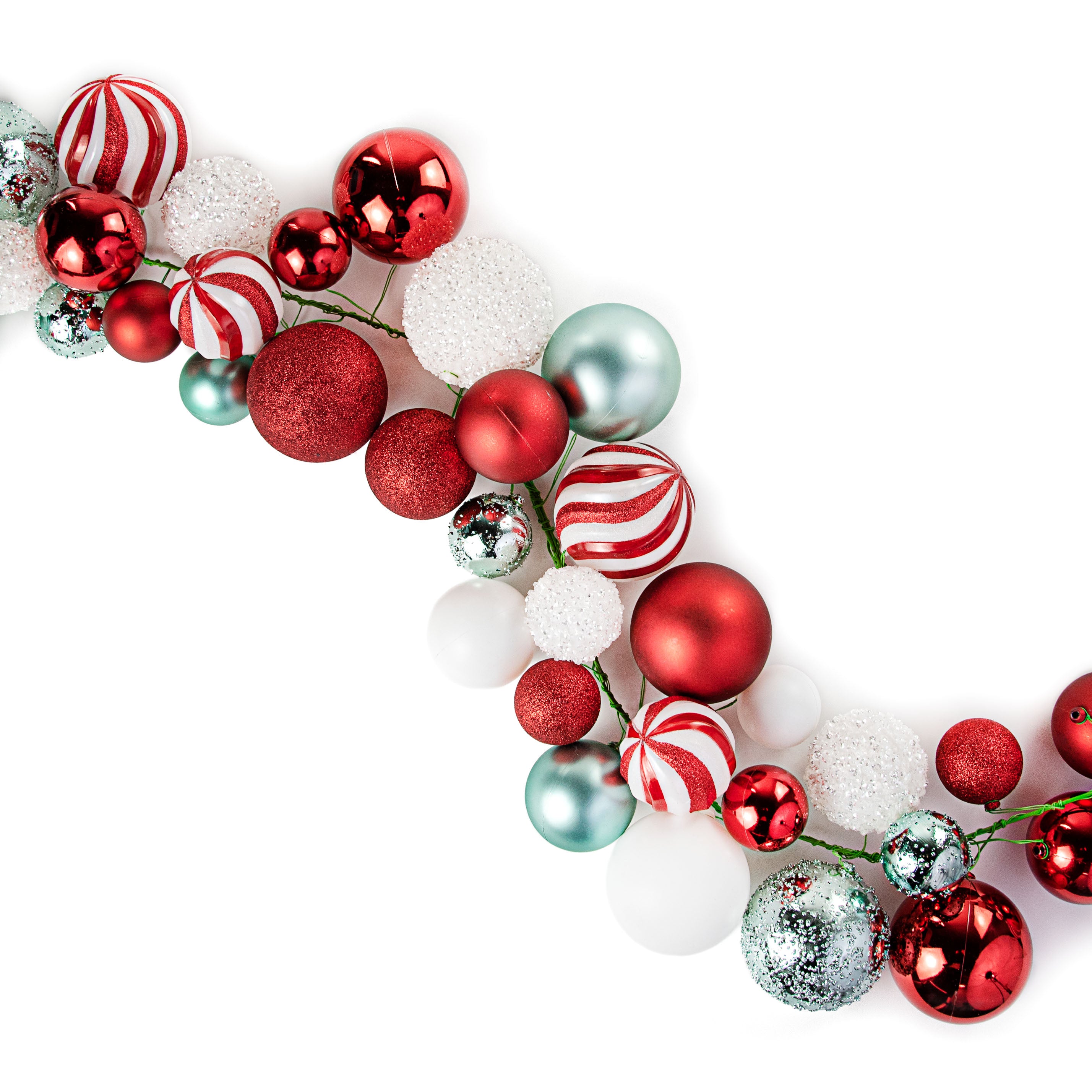 6' Effortless Ornament Garland: Red, White, Turquoise