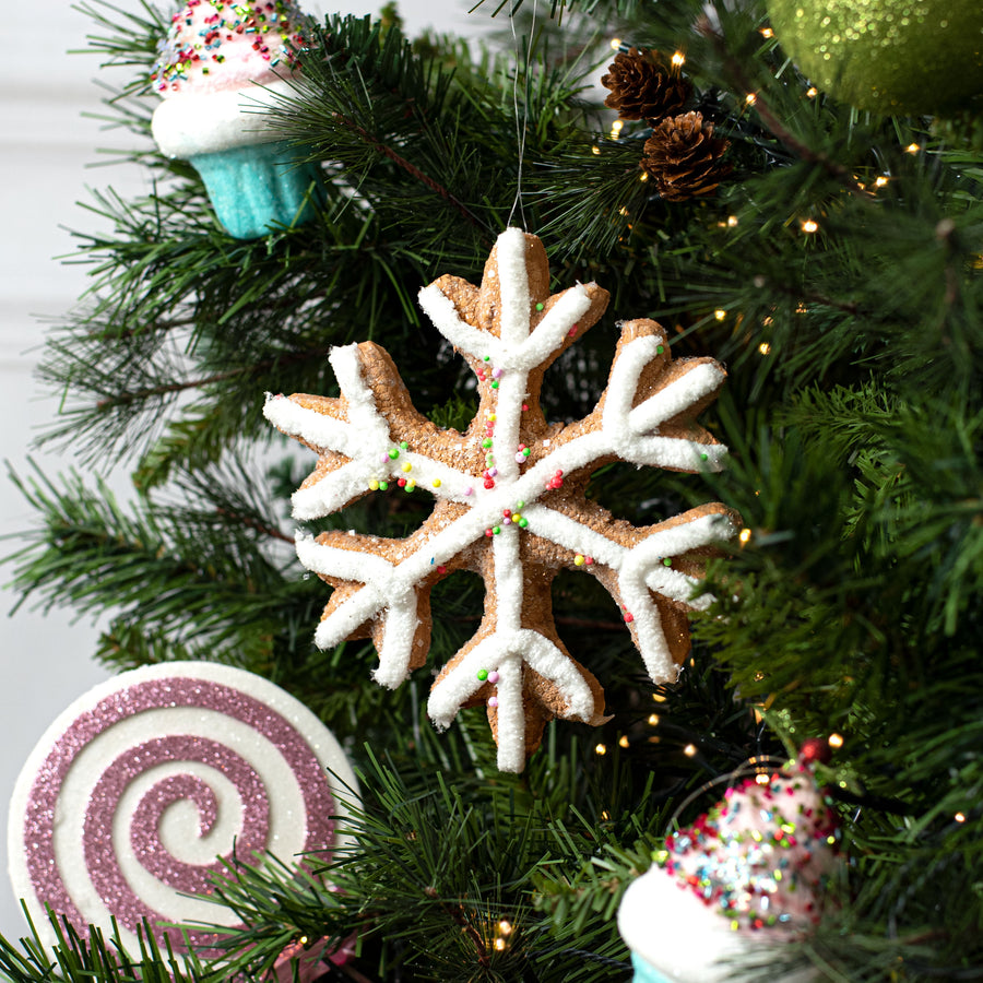 7" Snowflake Cookie Ornament: White