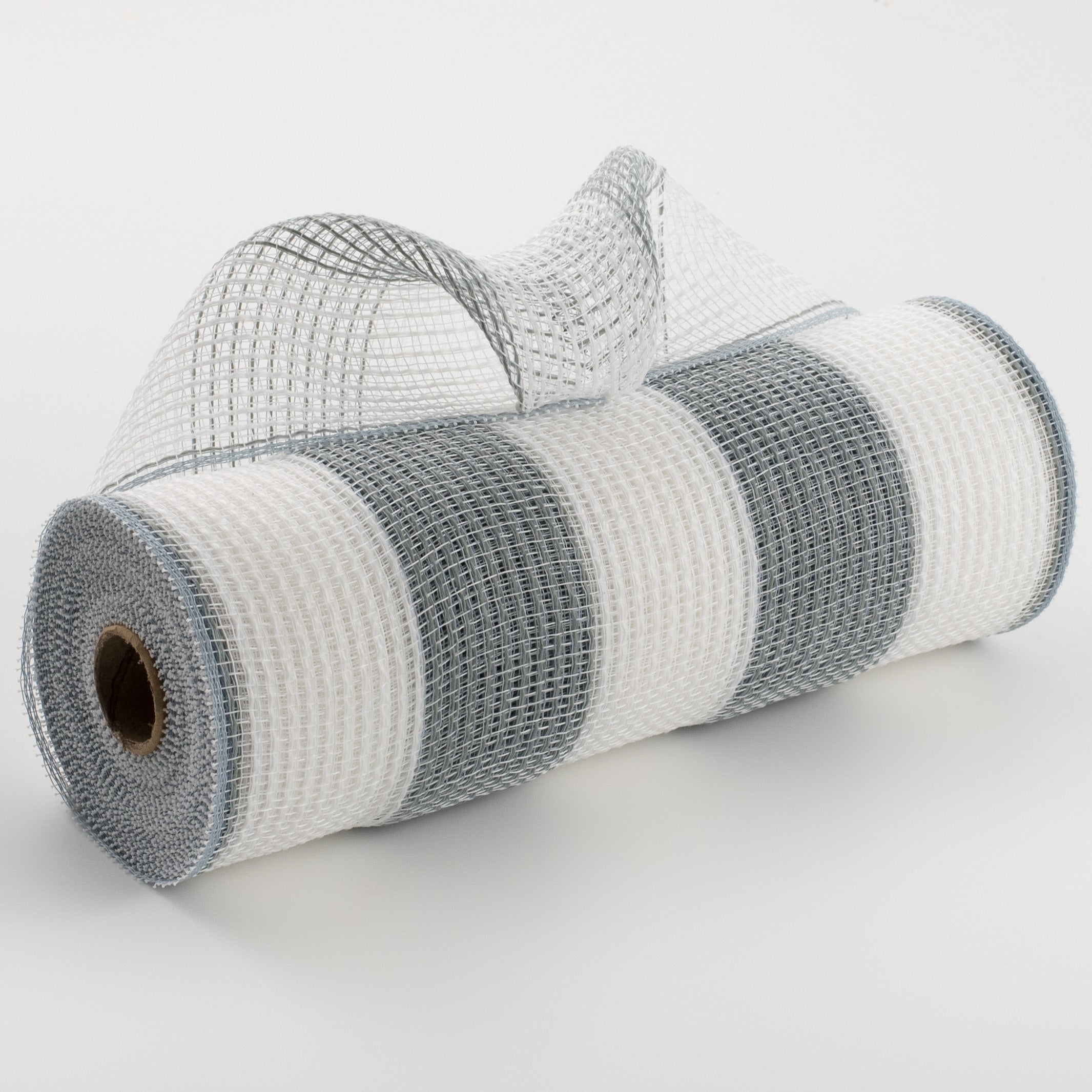 10" Wide Stripe Fabric Mesh: White & Grey