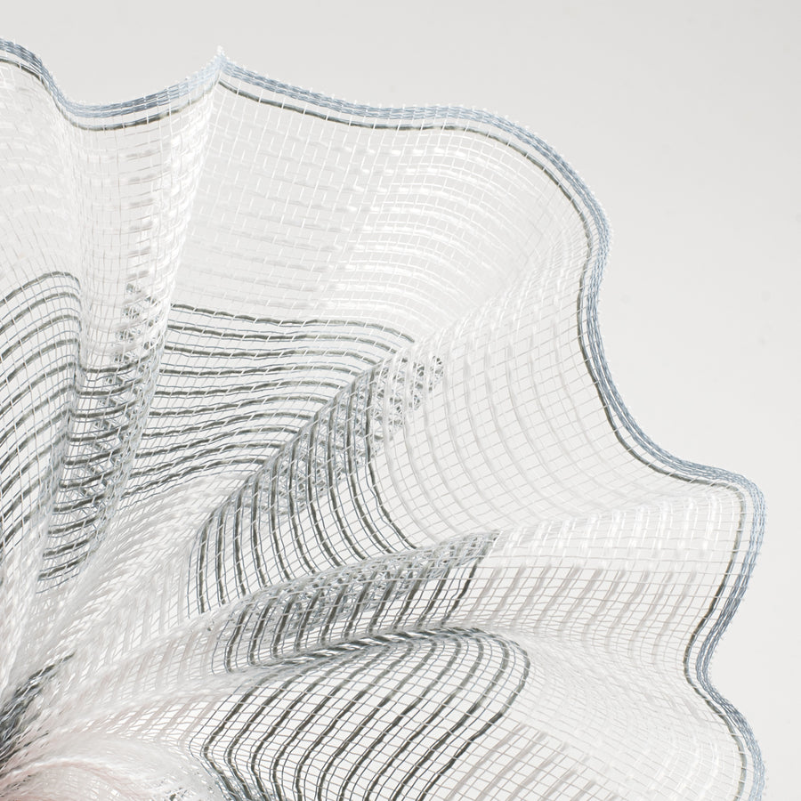 10" Wide Stripe Fabric Mesh: White & Grey