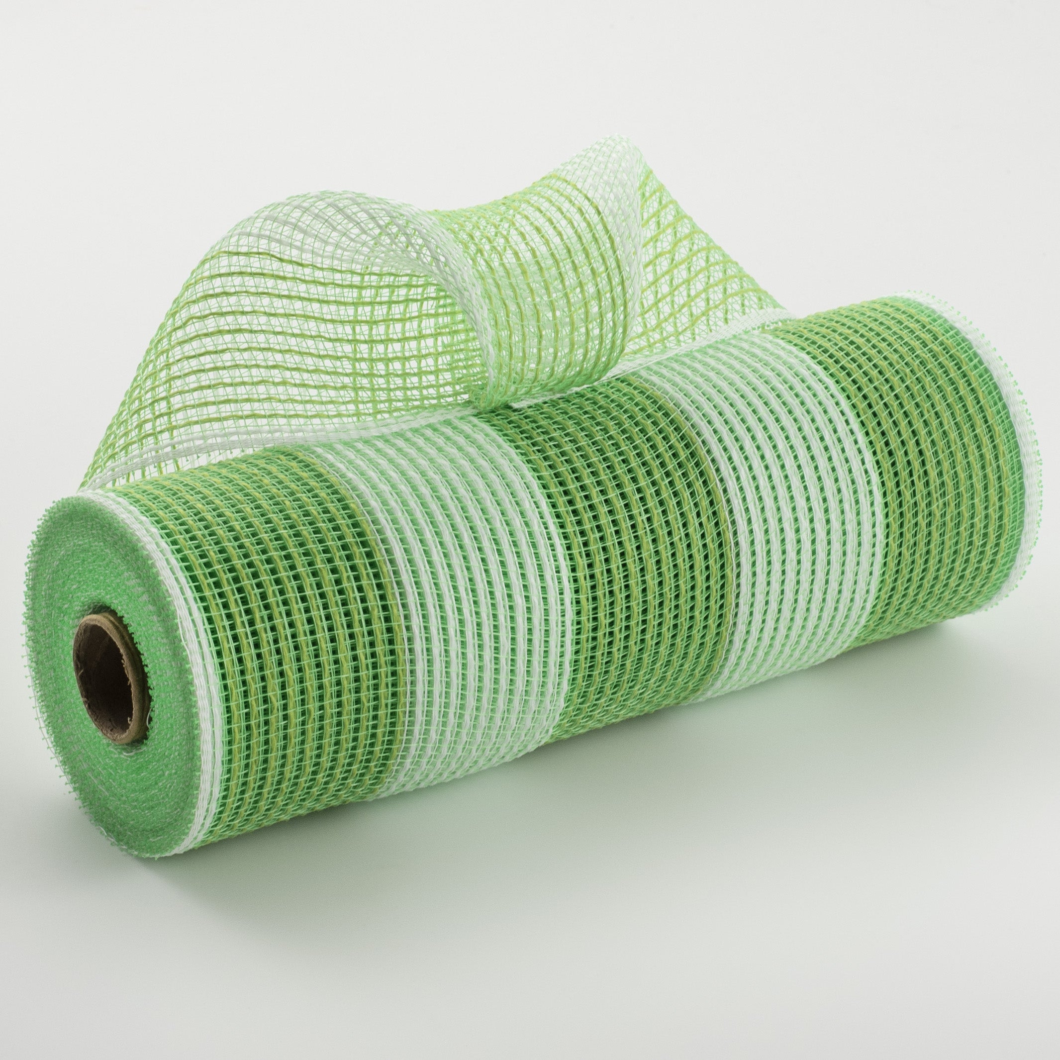 10" Wide Stripe Fabric Mesh: Fresh Green & White